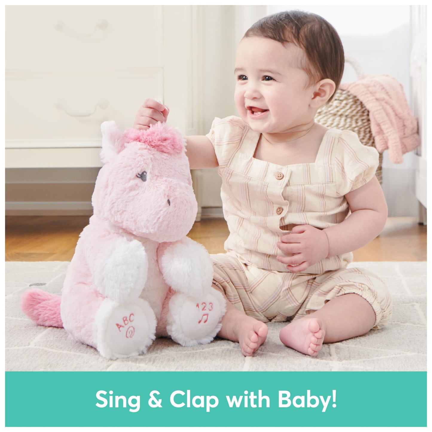 GUND Alora The Unicorn – Animated Plush Sings ABC & 123, 11 Inch Pink