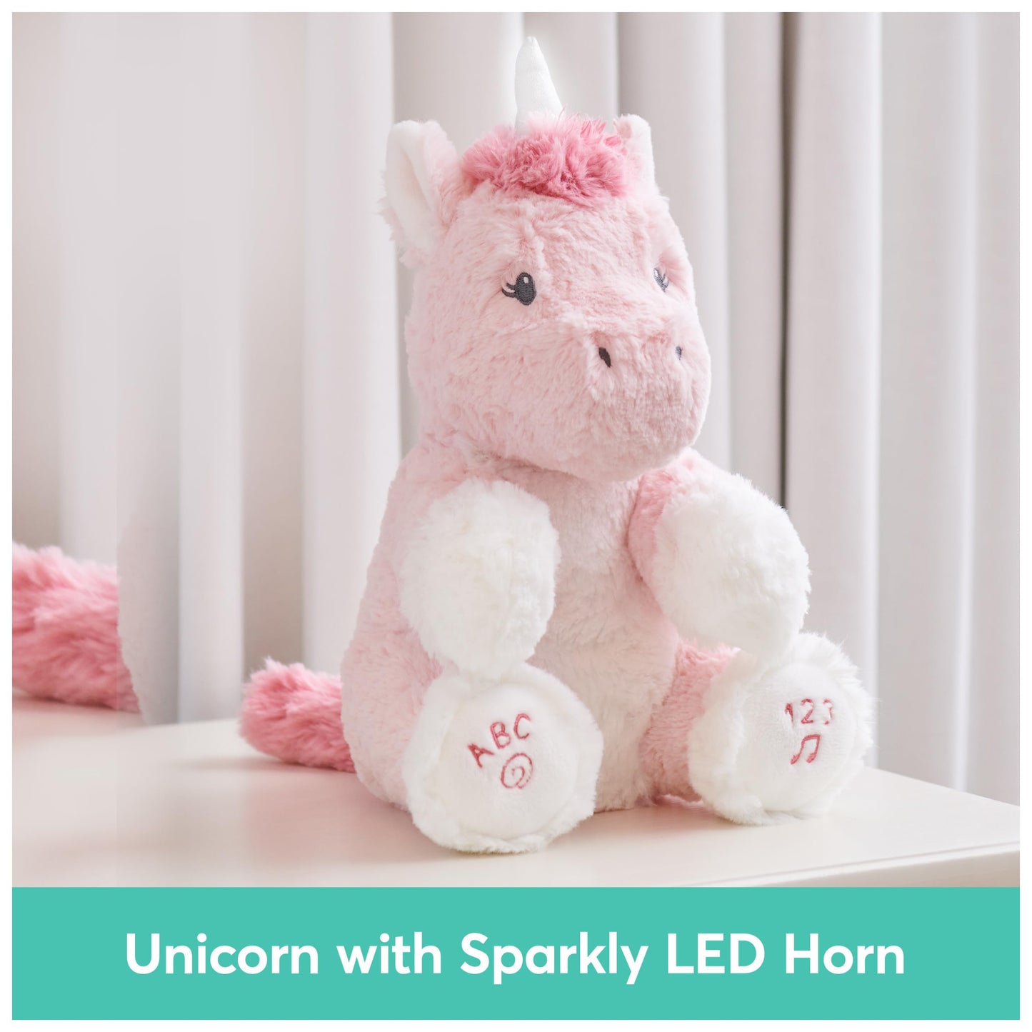 GUND Alora The Unicorn – Animated Plush Sings ABC & 123, 11 Inch Pink