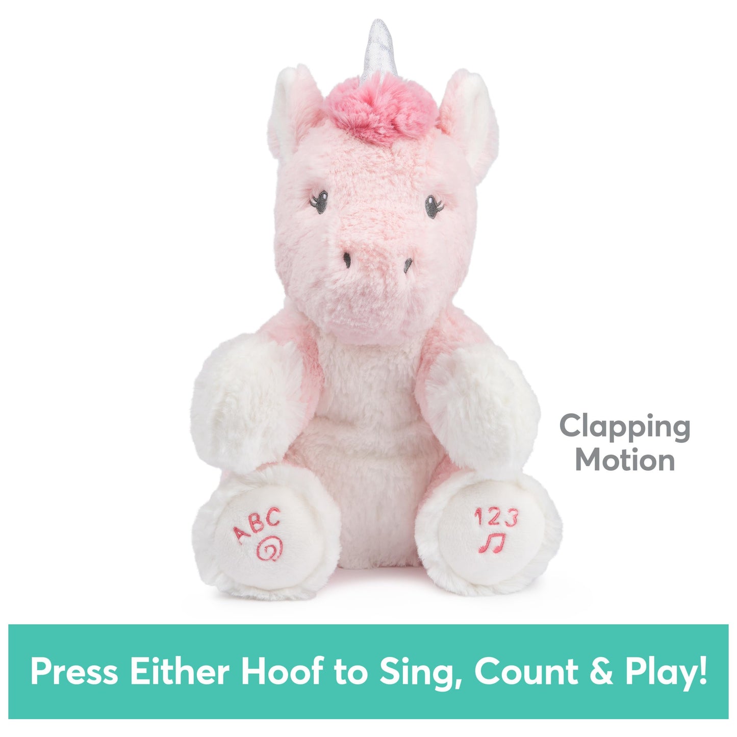 GUND Alora The Unicorn – Animated Plush Sings ABC & 123, 11 Inch Pink