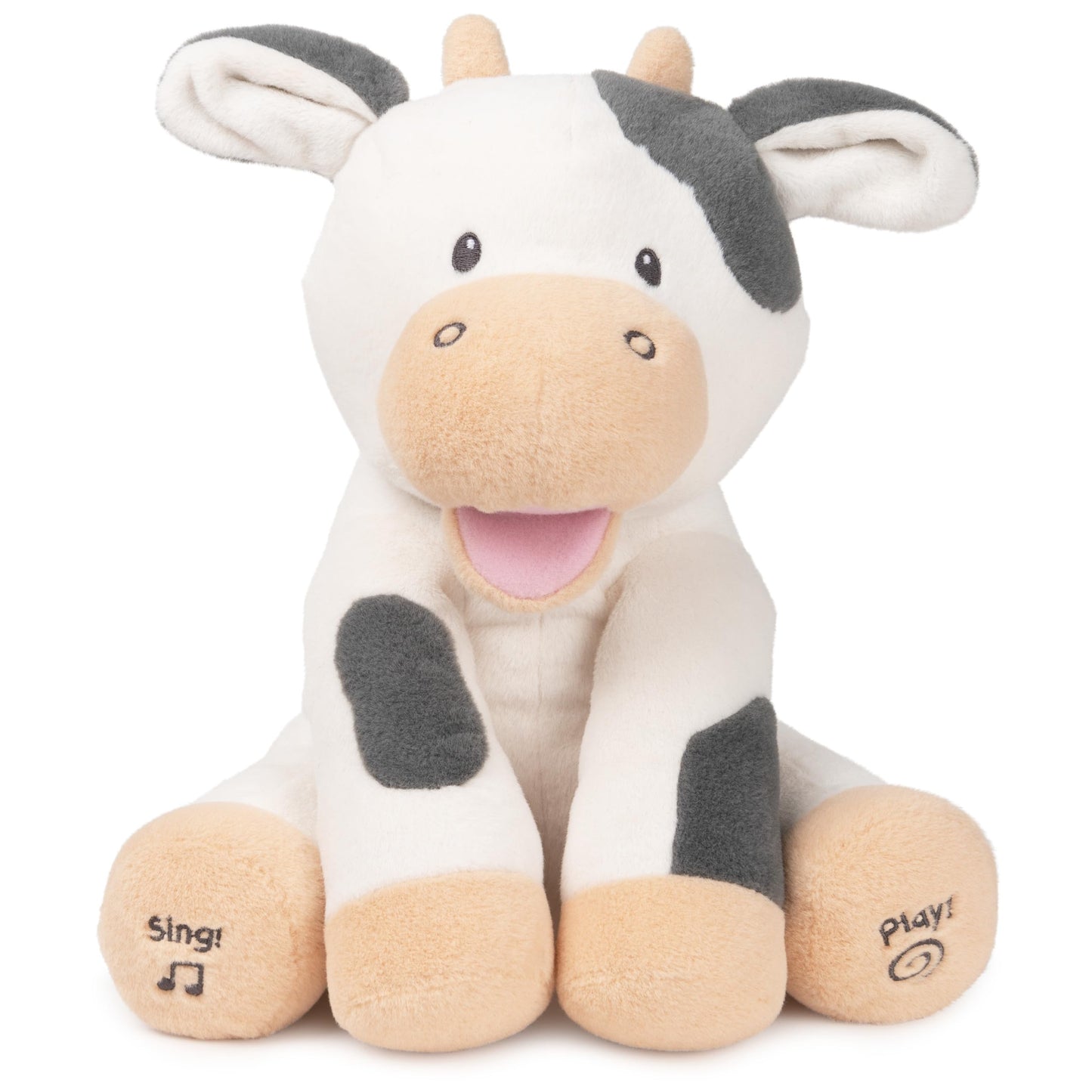 GUND Baby Buttermilk the Cow Animated Plush — 12” Singing Toy & Animal Sounds (Cream/Grey)