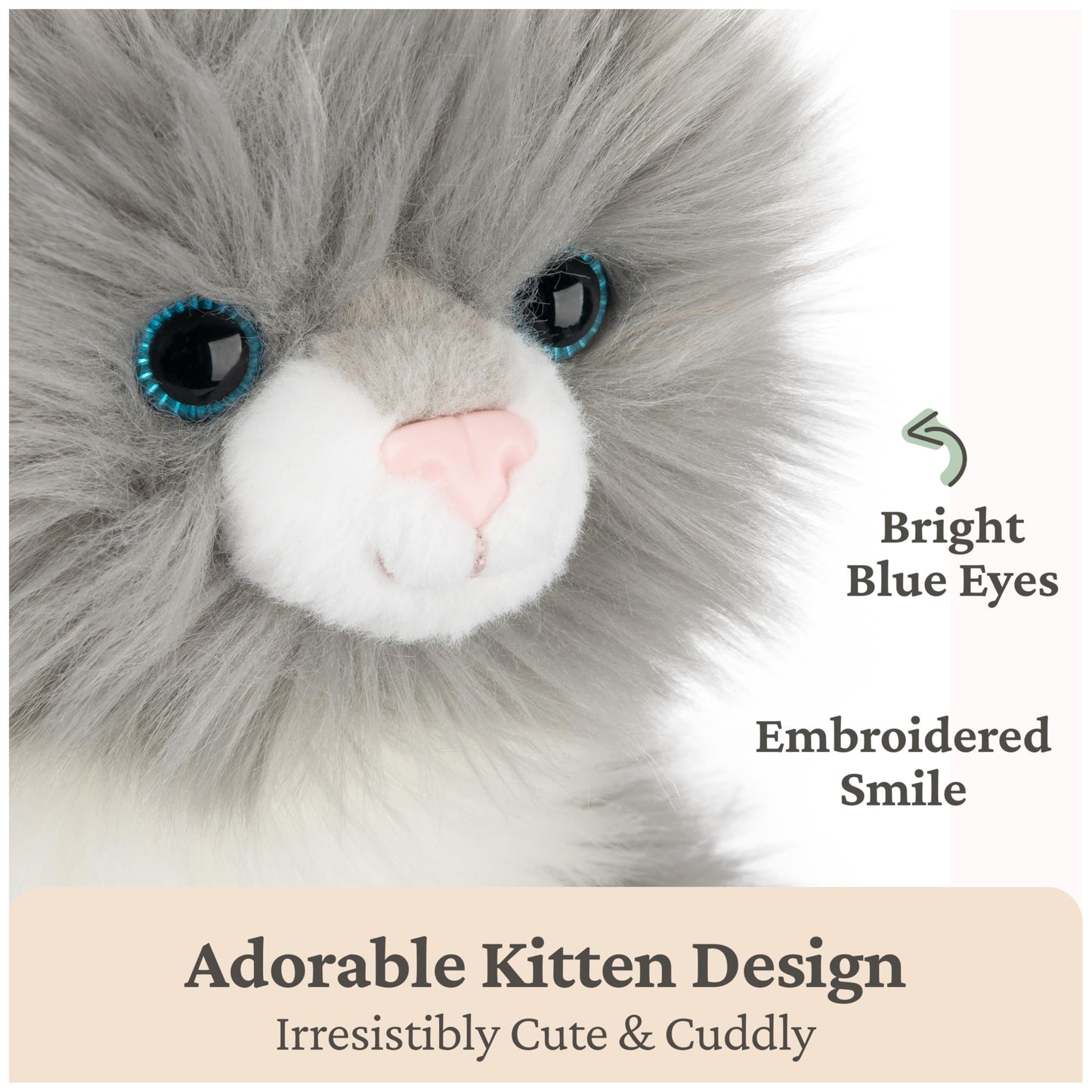 GUND Camilla Kitten Plush – 9-inch Gray & White Cat Stuffed Animal, Ultra-Soft & Huggable