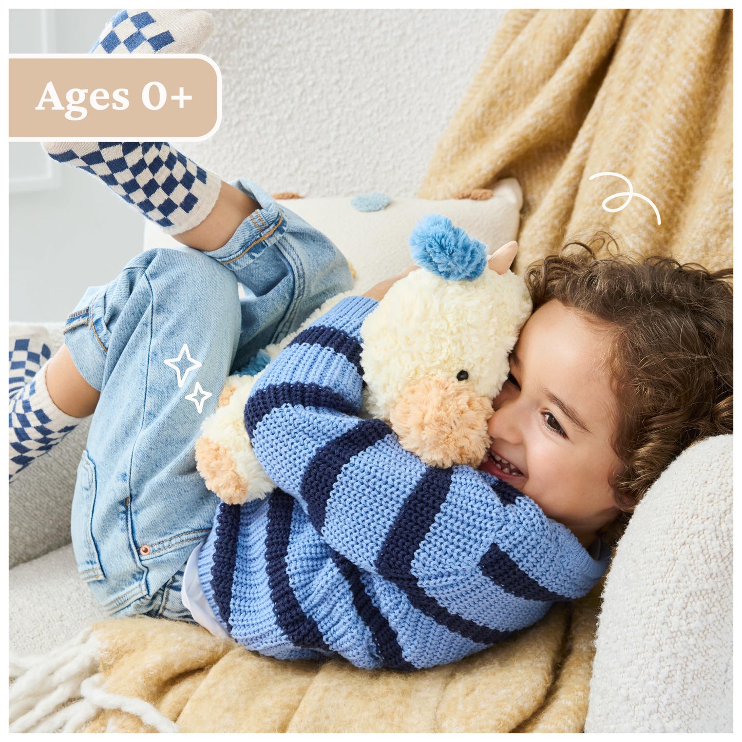 GUND Cozys Collection Cow Plush — 10-Inch Cream & Navy Spot Stuffed Animal