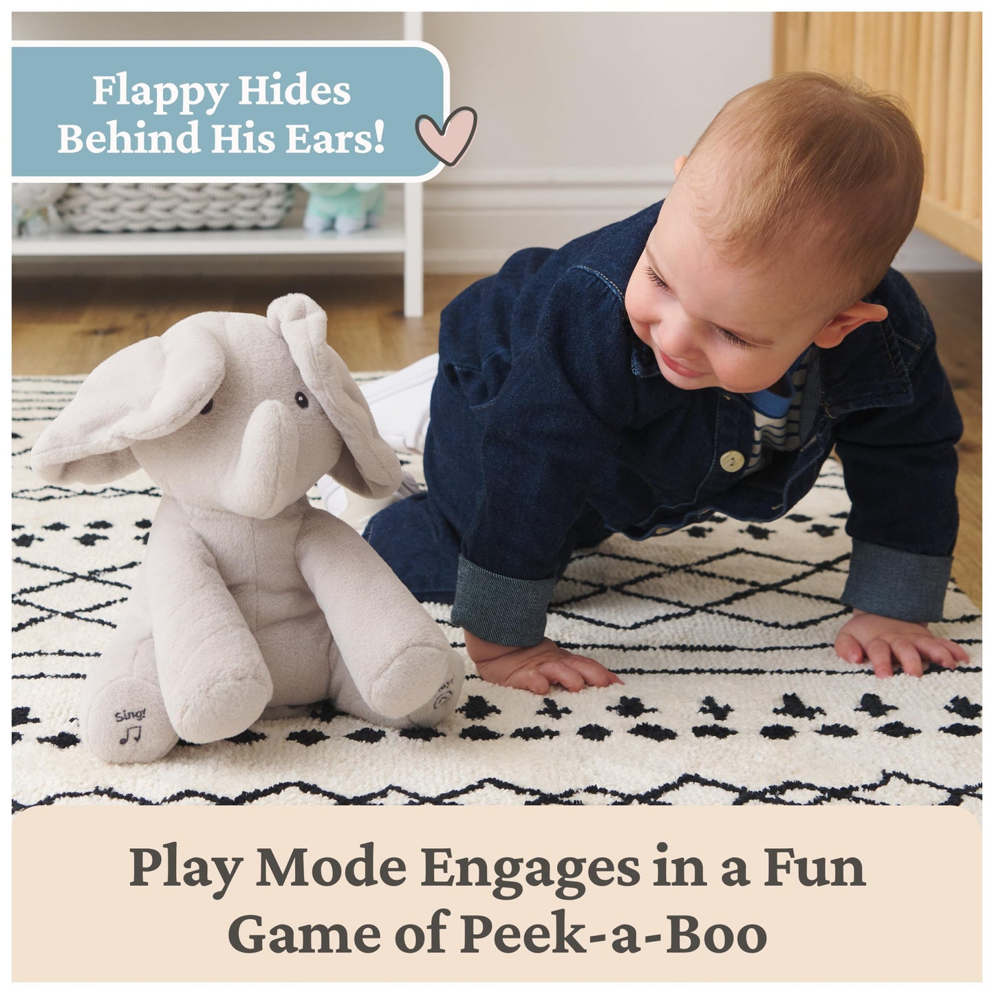 GUND Flappy the Elephant 12" Animated Plush - Baby Toy with Peek-a-Boo & Volume Control