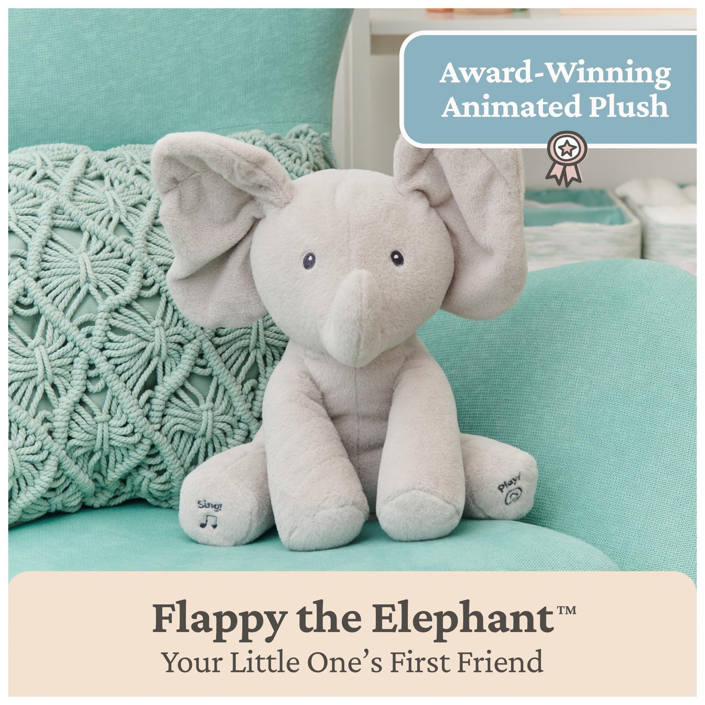 GUND Flappy the Elephant 12" Animated Plush - Baby Toy with Peek-a-Boo & Volume Control