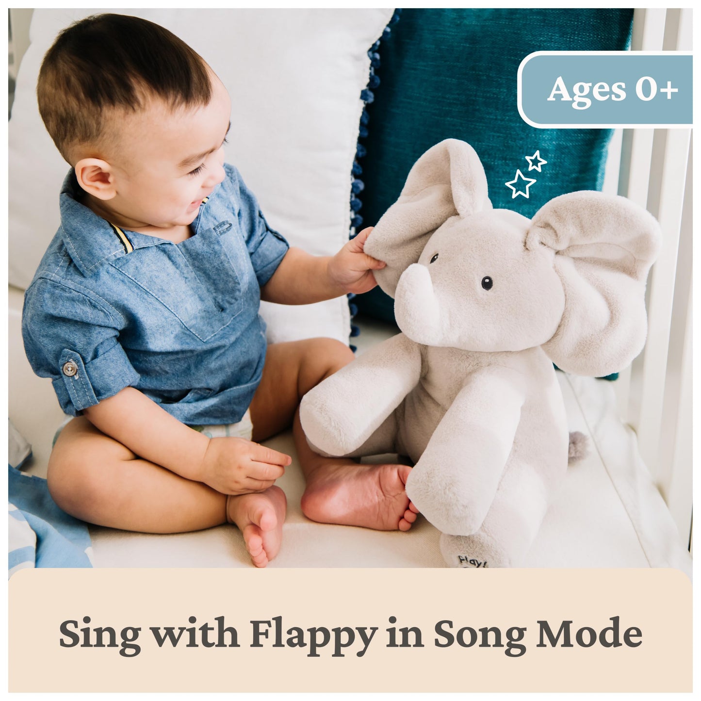 GUND Flappy the Elephant 12" Animated Plush - Baby Toy with Peek-a-Boo & Volume Control