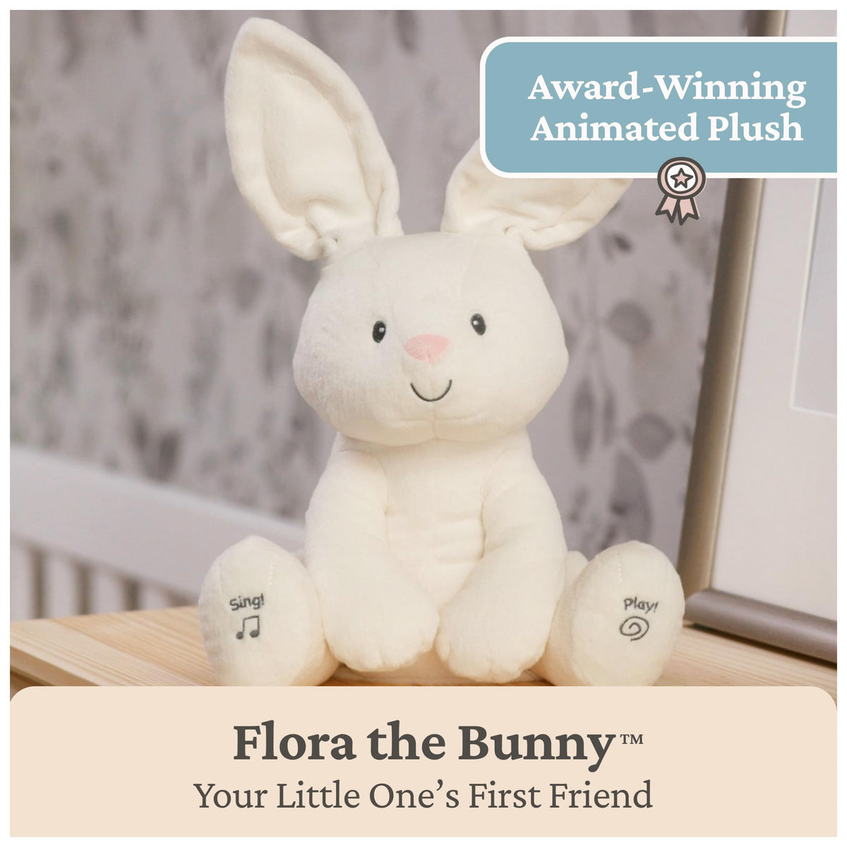 GUND Flora the Bunny Animated Plush - 12-Inch Singing Bunny Toy for Ages 0+