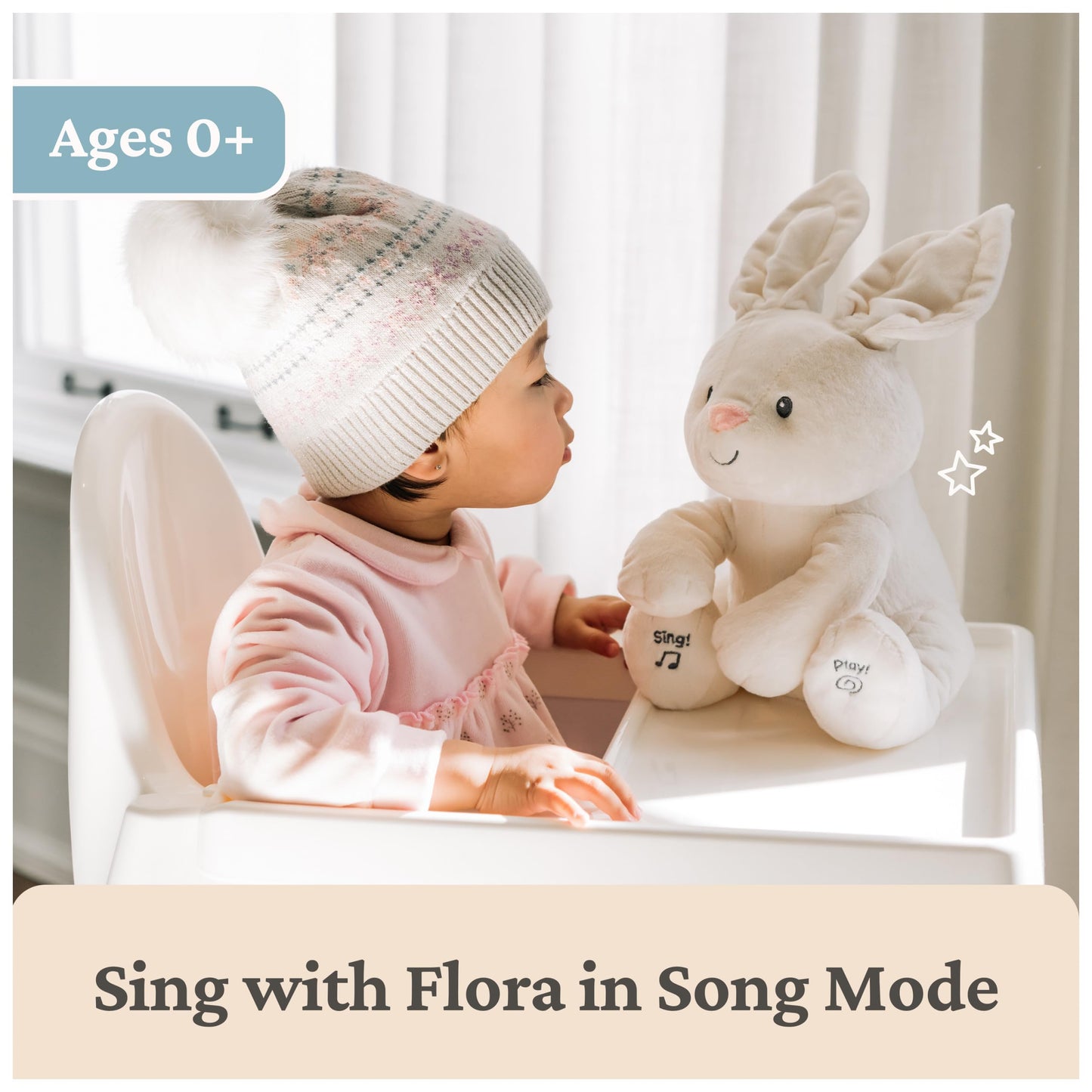 GUND Flora the Bunny Animated Plush - 12-Inch Singing Bunny Toy for Ages 0+