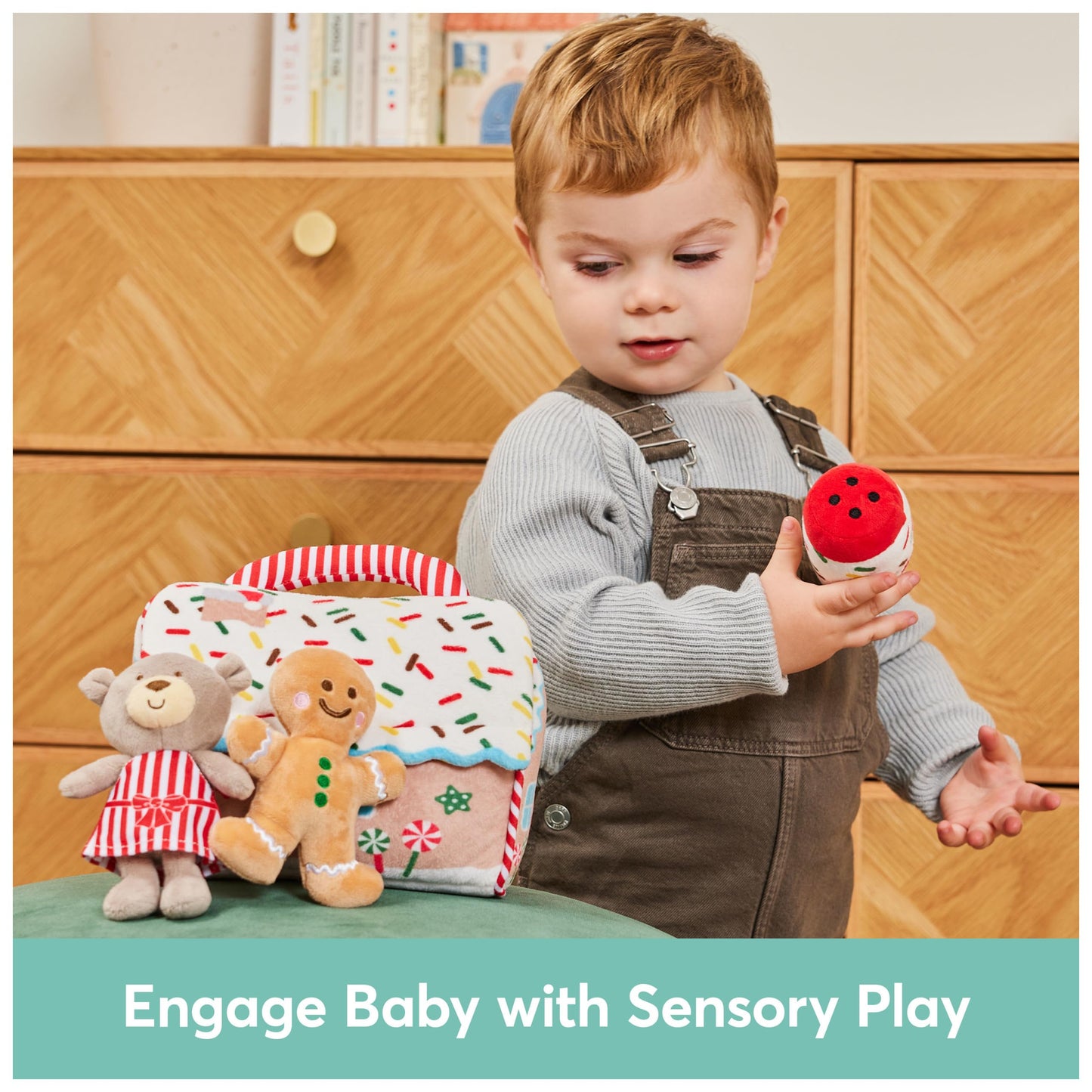 GUND Baby Play Soft Collection: My First Gingerbread House 5-Piece Sensory Playset