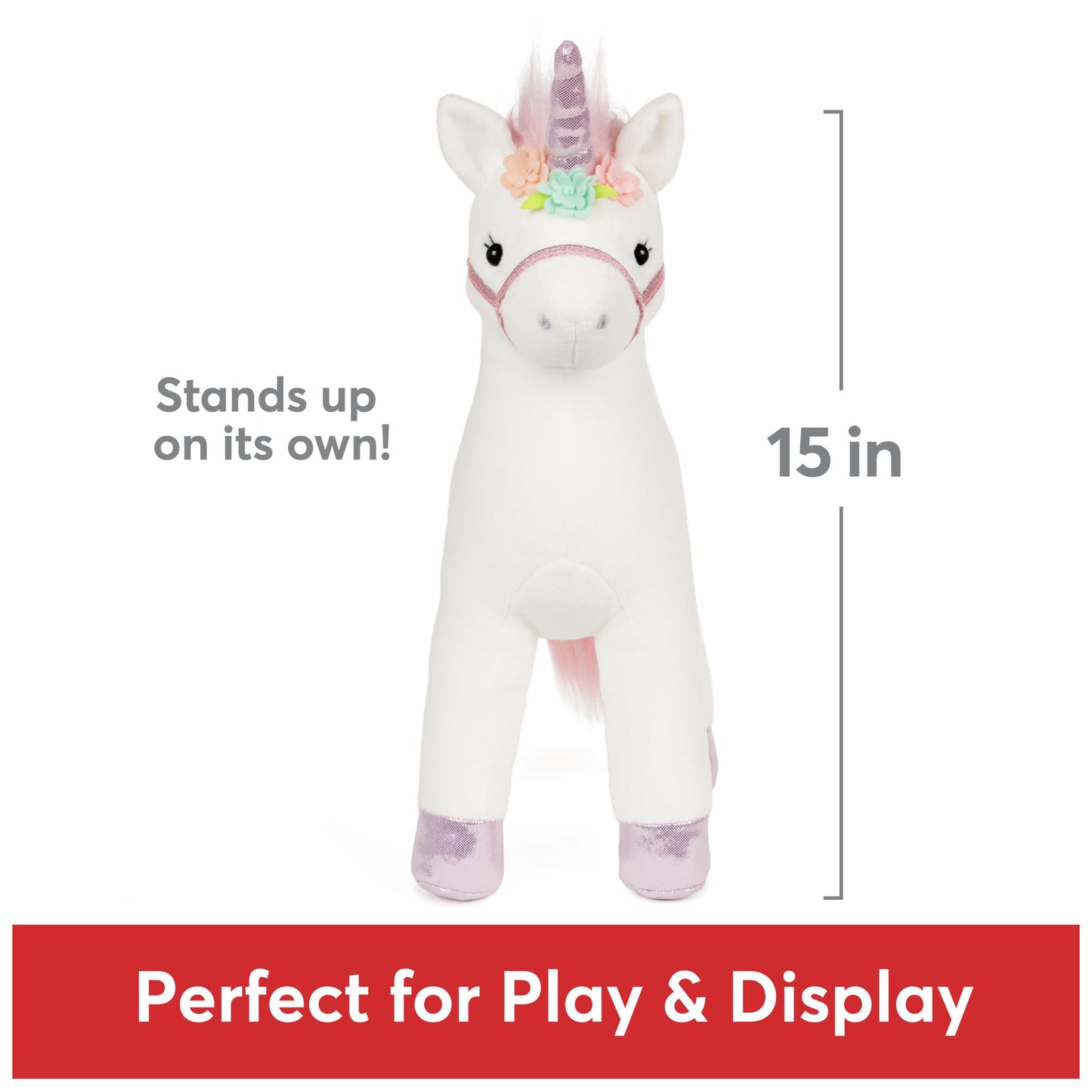 GUND Lily Rose Unicorn Plush — 15” Standing, Soft, Surface-Washable Toy for Ages 1+