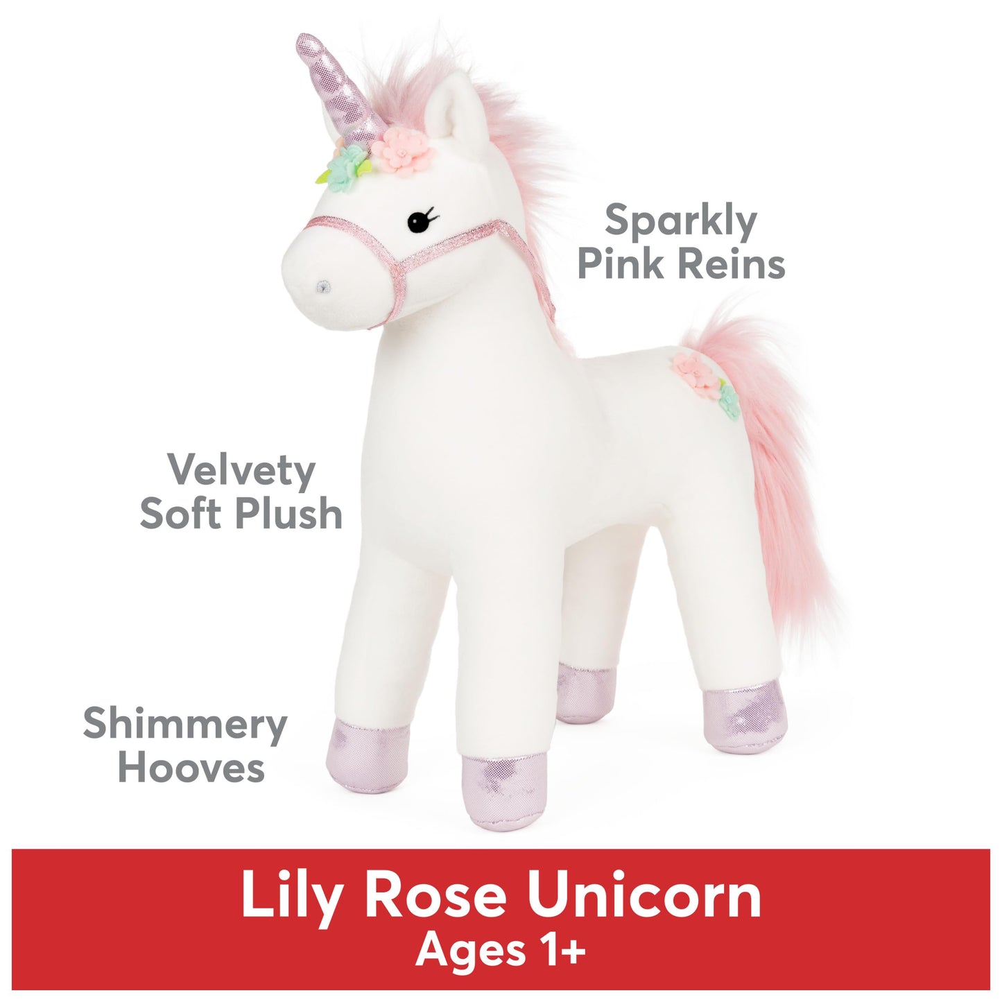 GUND Lily Rose Unicorn Plush — 15” Standing, Soft, Surface-Washable Toy for Ages 1+