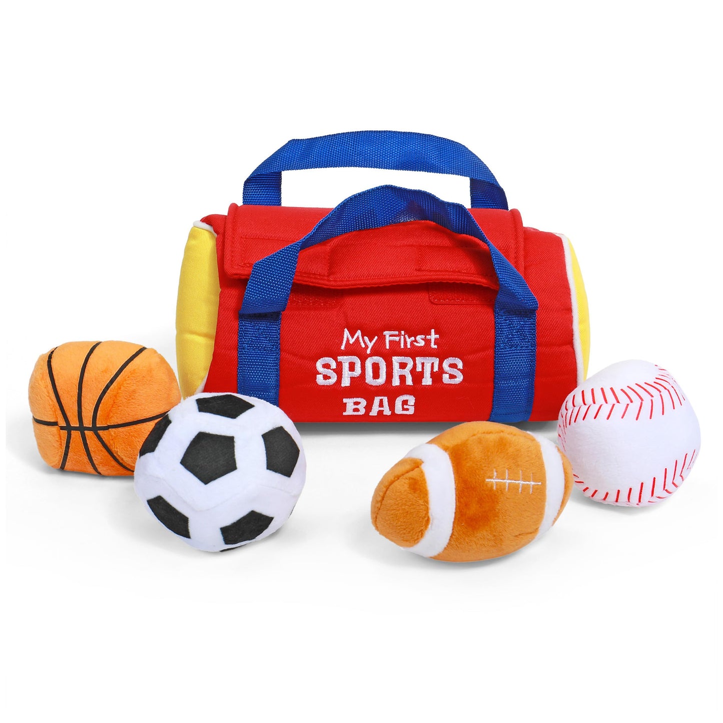 GUND My First Sports Bag 5-Piece Plush Playset – Baby Sensory Toys, 0+ (8-inch)