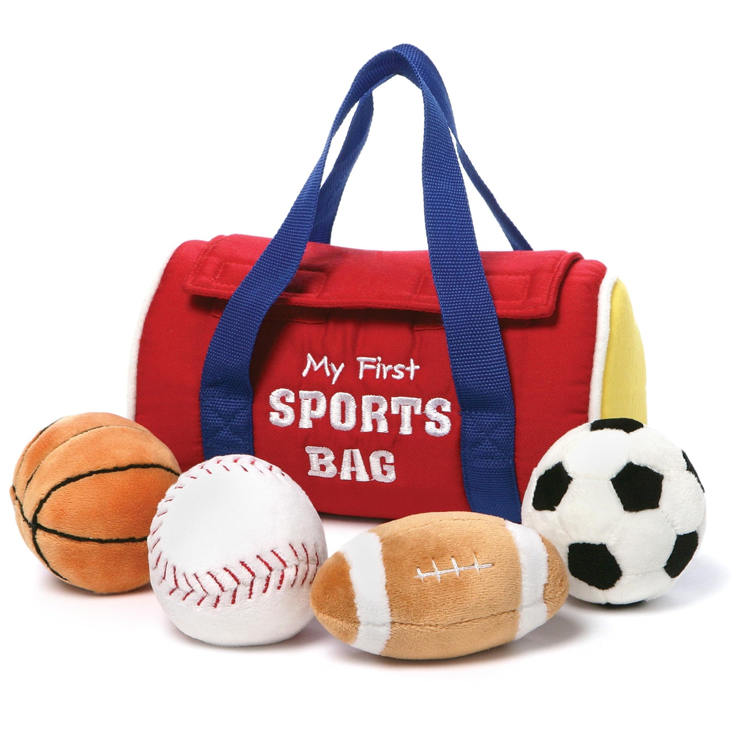 GUND My First Sports Bag 5-Piece Plush Playset – Baby Sensory Toys, 0+ (8-inch)