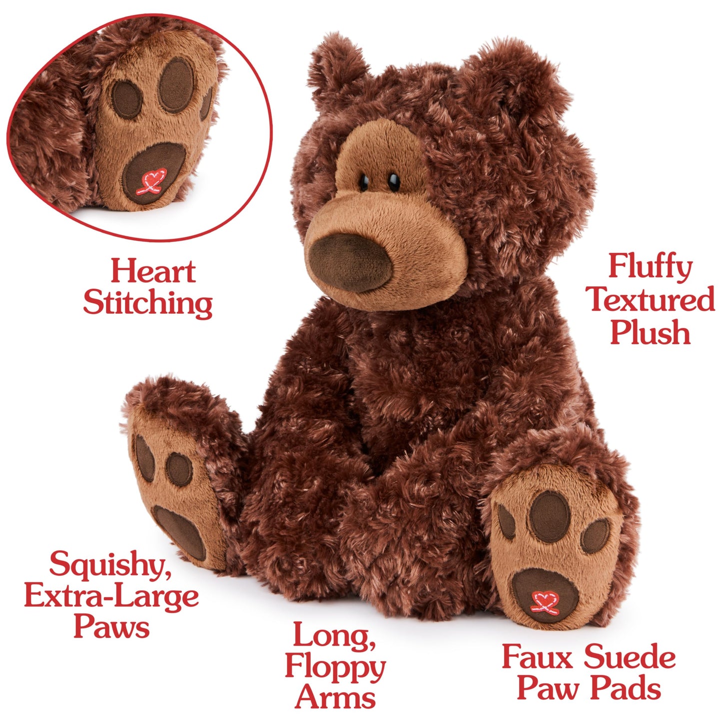 GUND Philbin Classic Teddy Bear – 18-Inch Chocolate Plush for Kids 1+