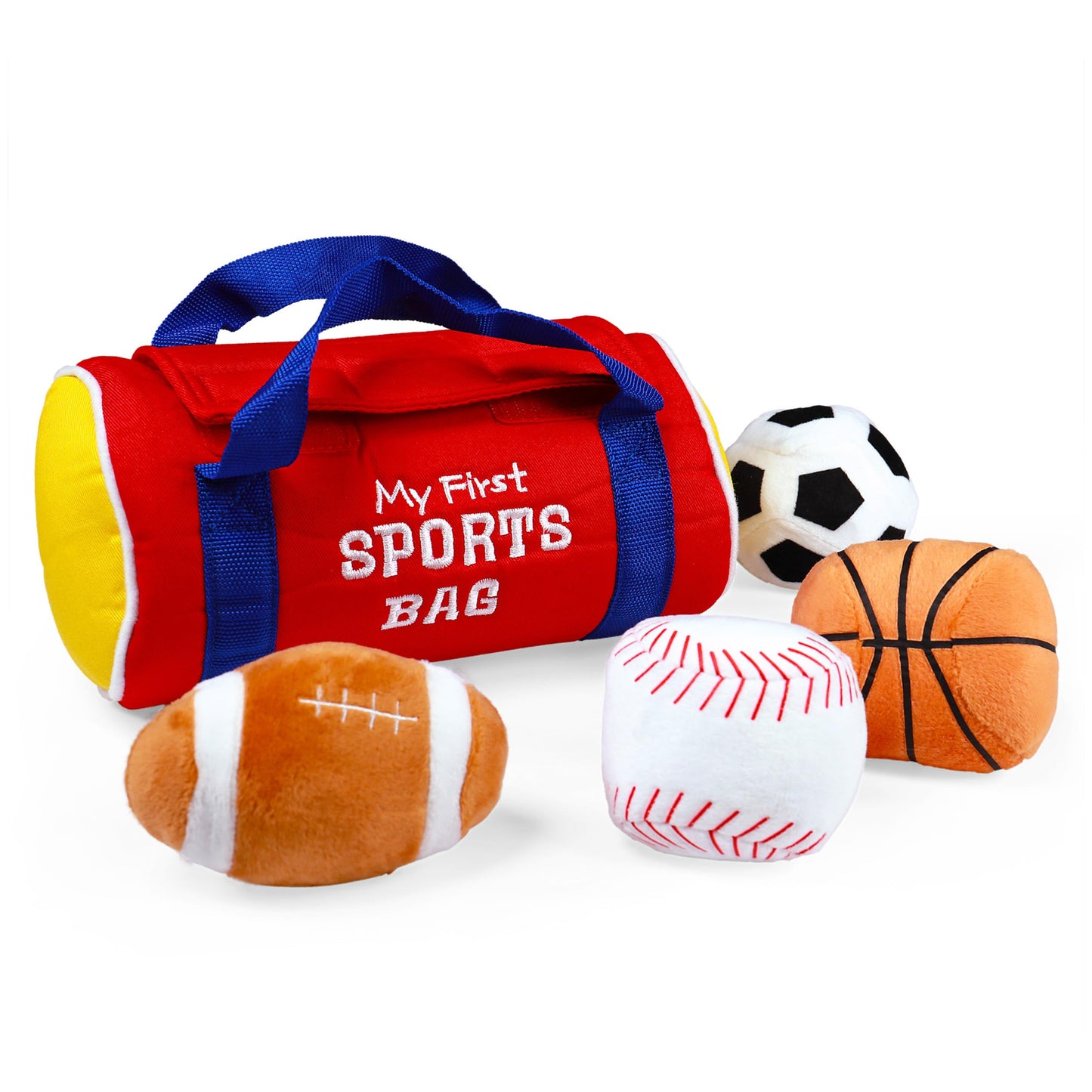 GUND My First Sports Bag 5-Piece Plush Playset – Baby Sensory Toys, 0+ (8-inch)