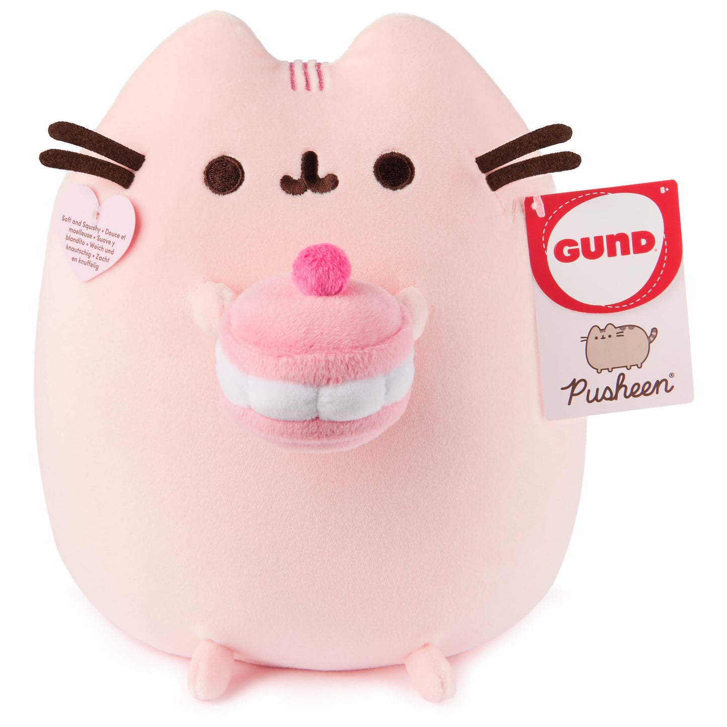 GUND Pusheen Cherry Macaron Squisheen Plush – 9.5-inch Soft Collectible Cat Toy