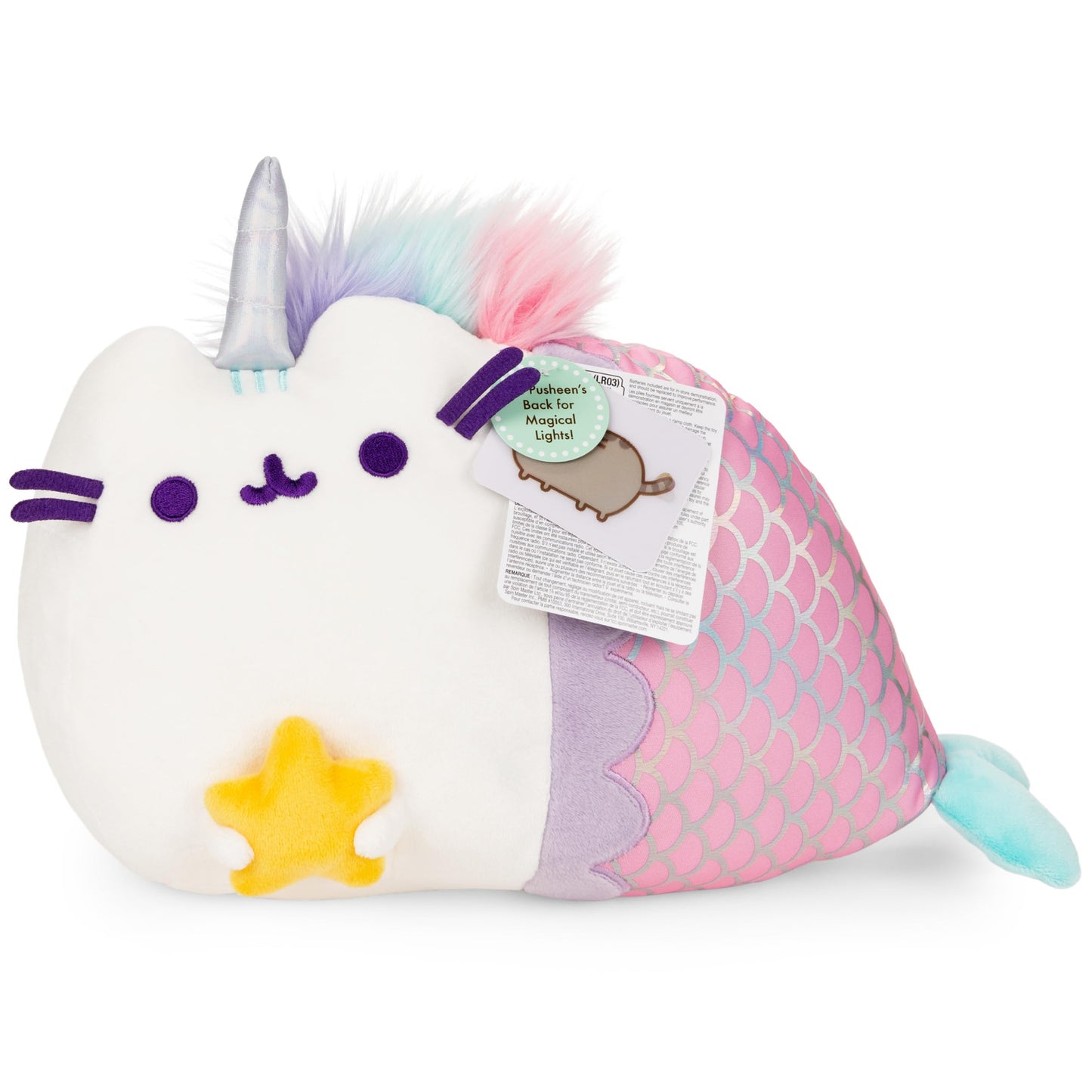 GUND Pusheen Magical Lights Mermaid Pusheenicorn – 12in Touch-Activated Plush