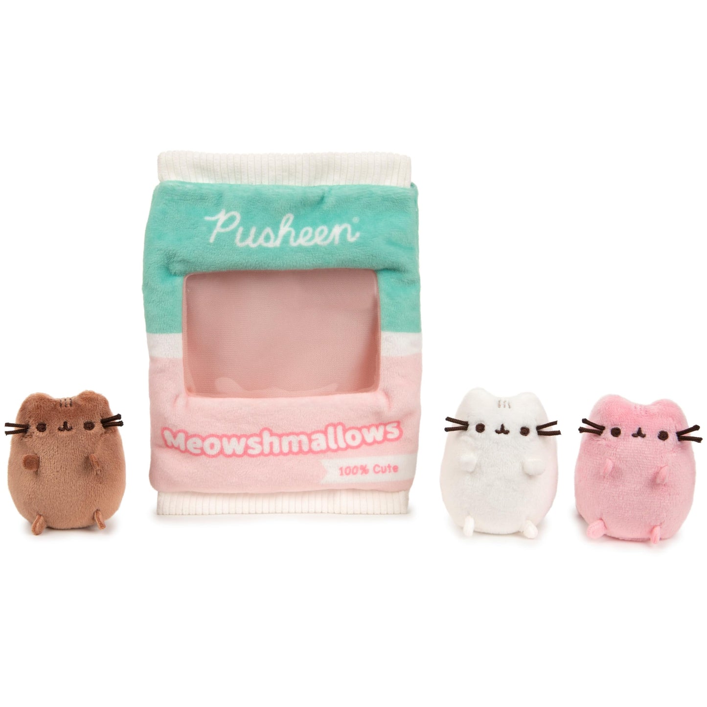 GUND Pusheen Meowshmallows Bag of Treats with Removable Mini Plush – 7.5” Pink/Green