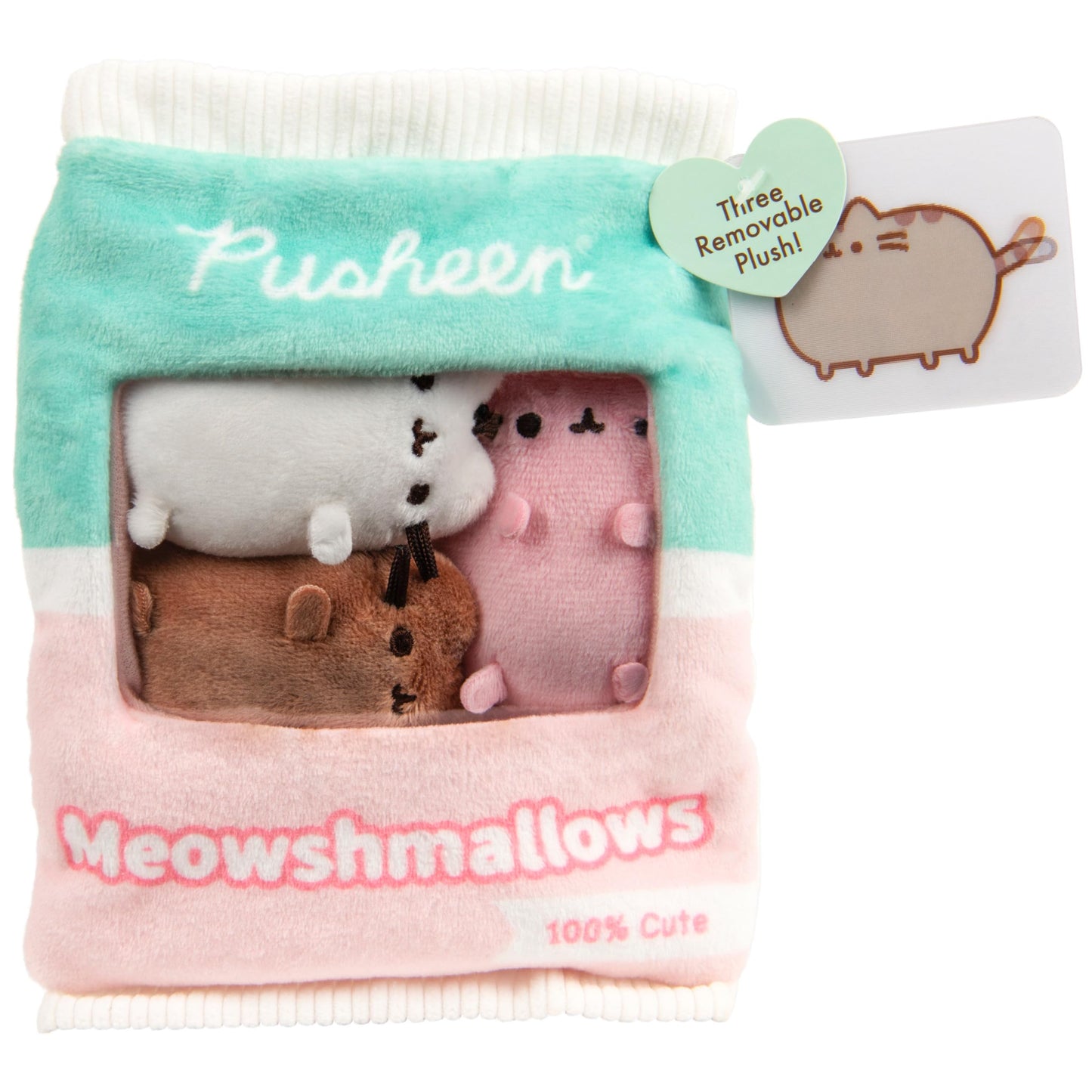 GUND Pusheen Meowshmallows Bag of Treats with Removable Mini Plush – 7.5” Pink/Green