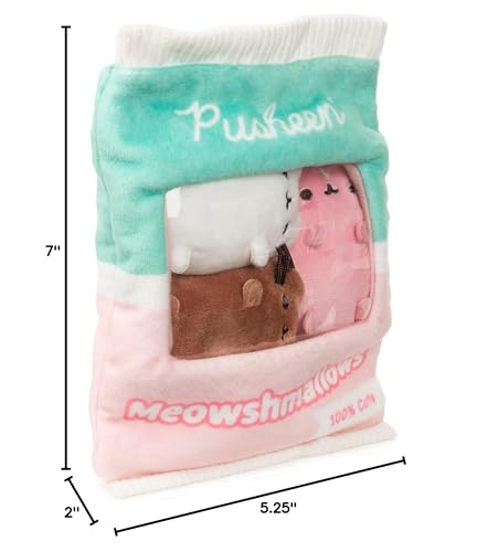 GUND Pusheen Meowshmallows Bag of Treats with Removable Mini Plush – 7.5” Pink/Green