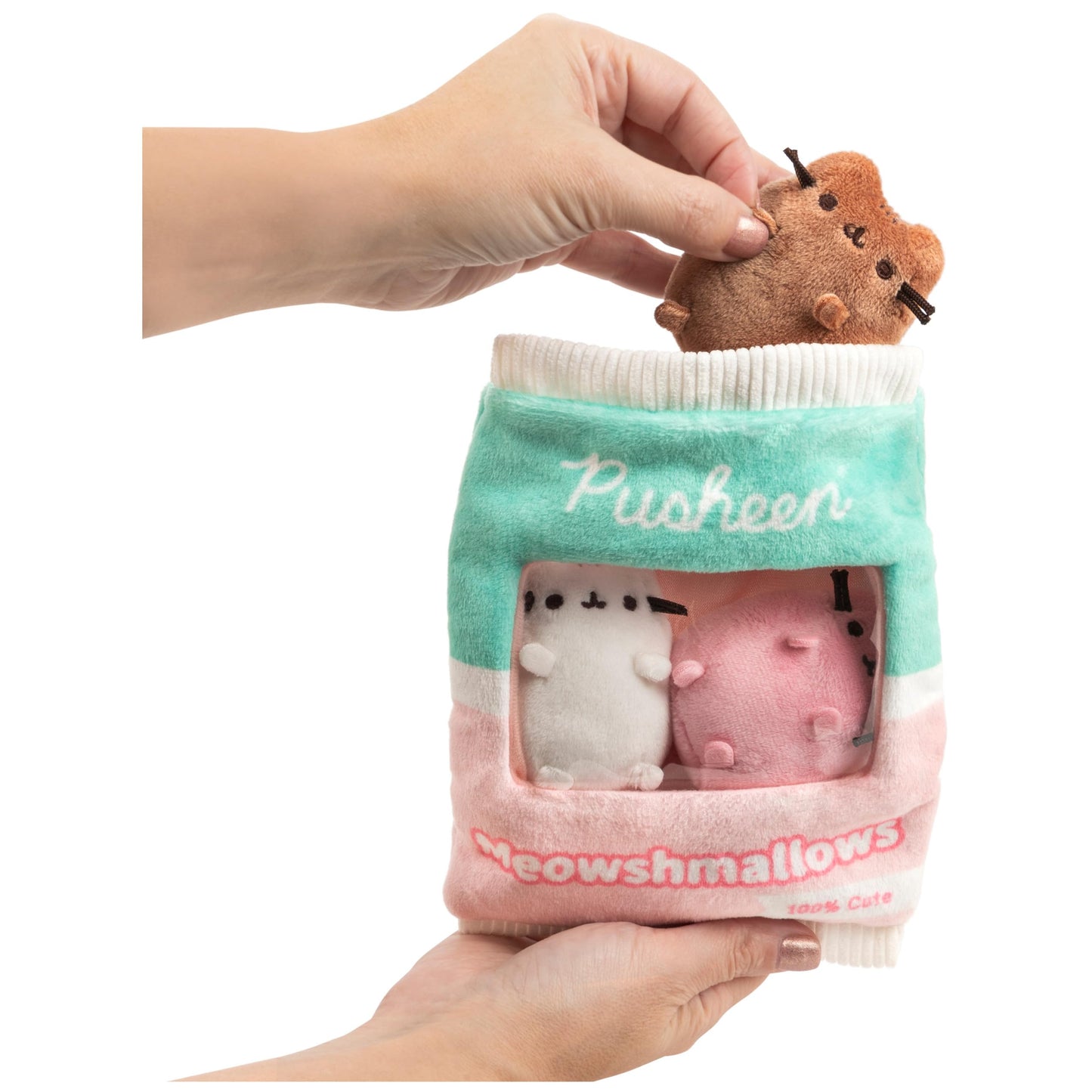 GUND Pusheen Meowshmallows Bag of Treats with Removable Mini Plush – 7.5” Pink/Green