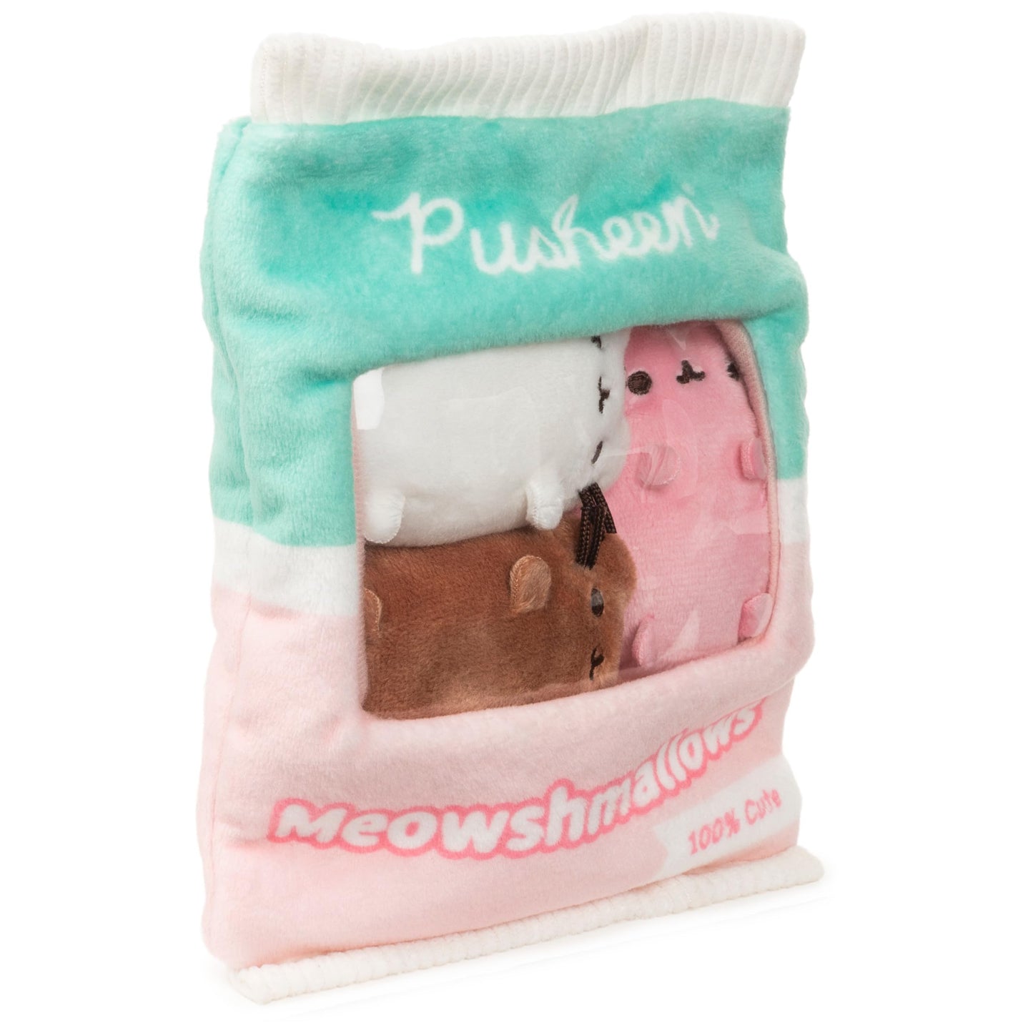 GUND Pusheen Meowshmallows Bag of Treats with Removable Mini Plush – 7.5” Pink/Green