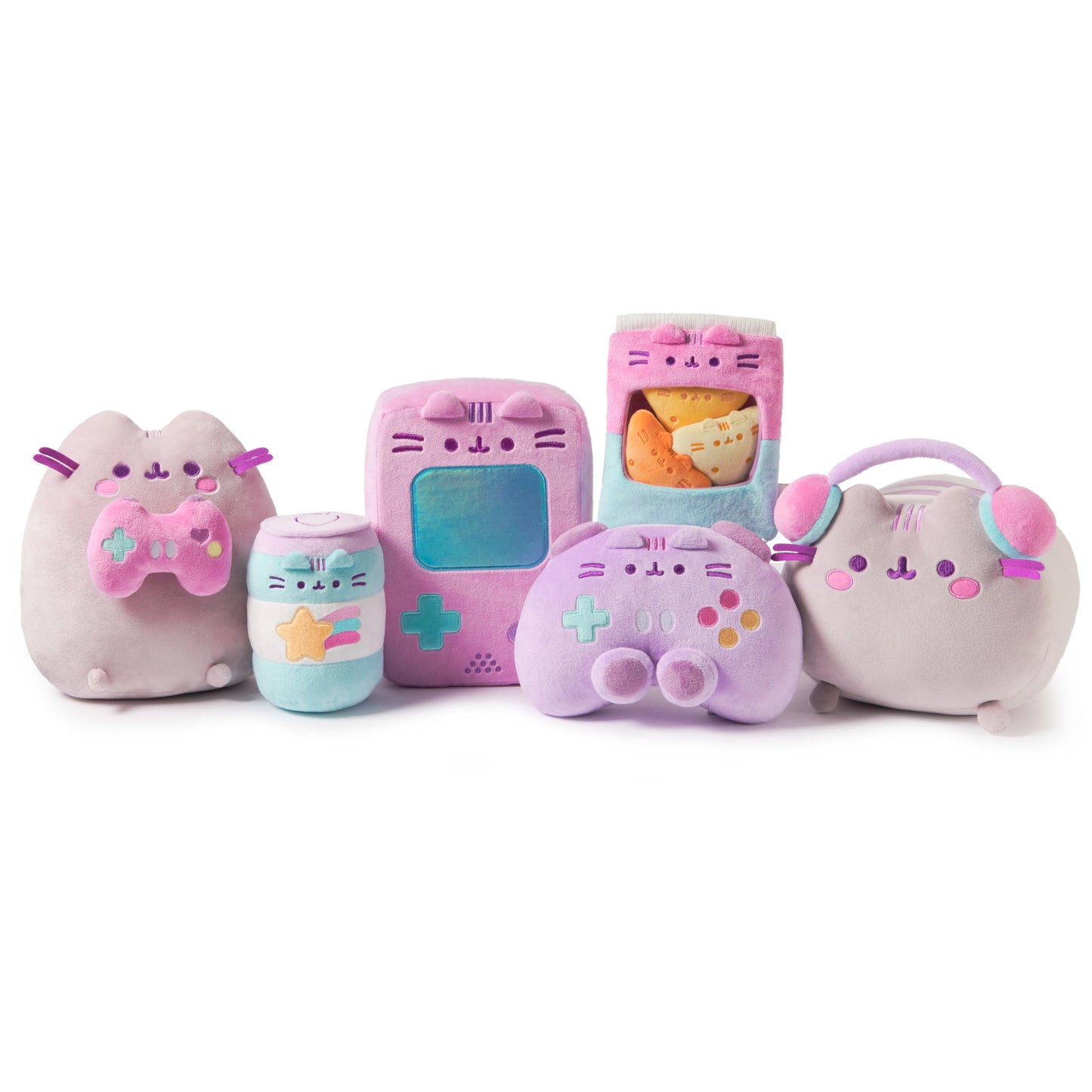 GUND Pusheen Gamer Chips Plush - 8-Inch with Removable Mini Chips, Pink