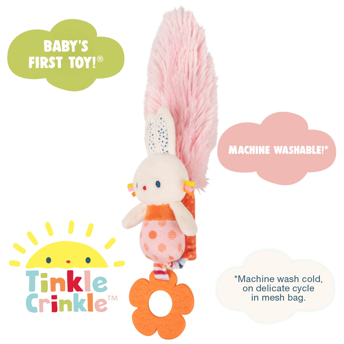 GUND Tinkle Crinkle Play Together Bunny Toy – Sensory Plush for Baby