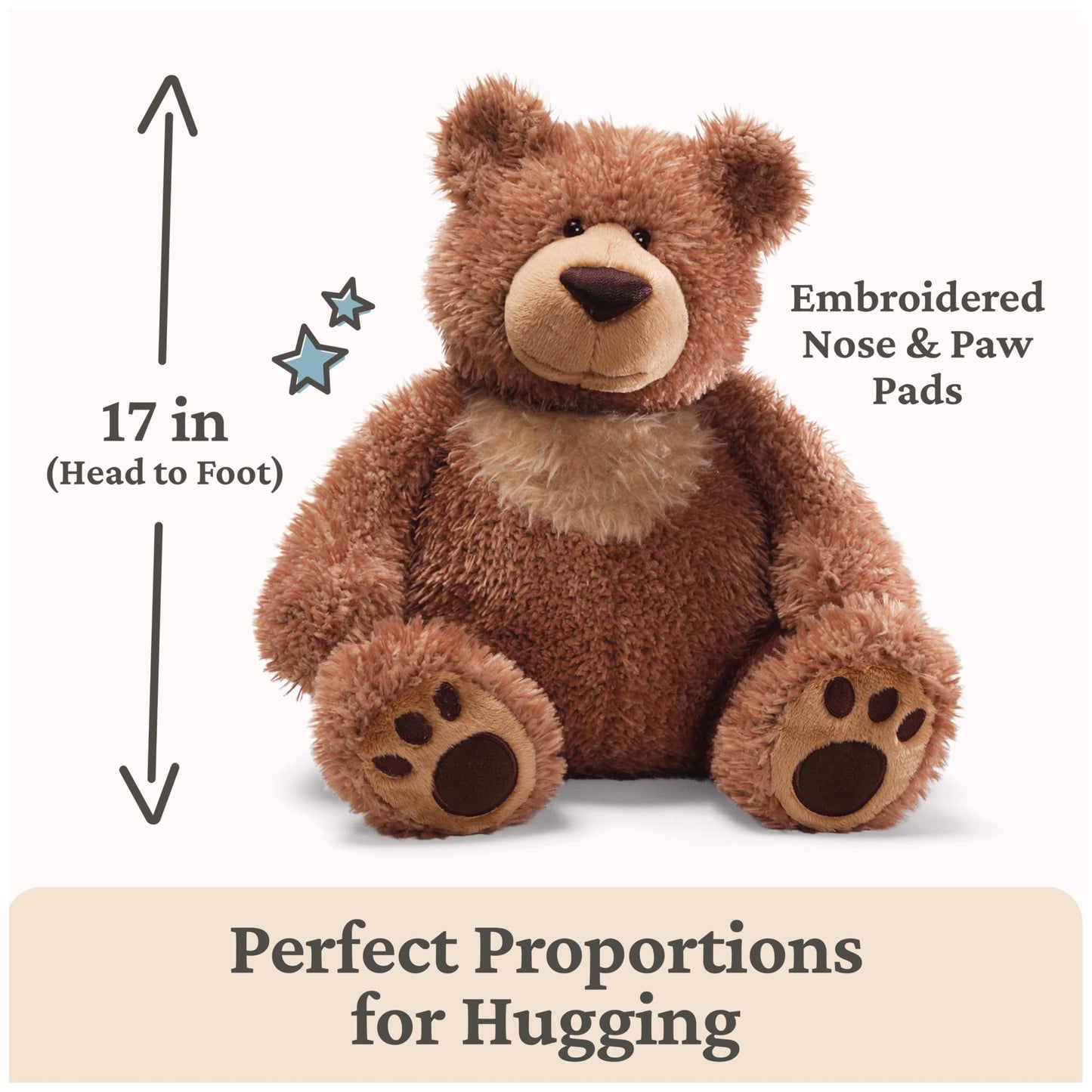 GUND Slumbers Teddy Bear Plush 17-Inch Brown – Surface-Washable for Ages 1+