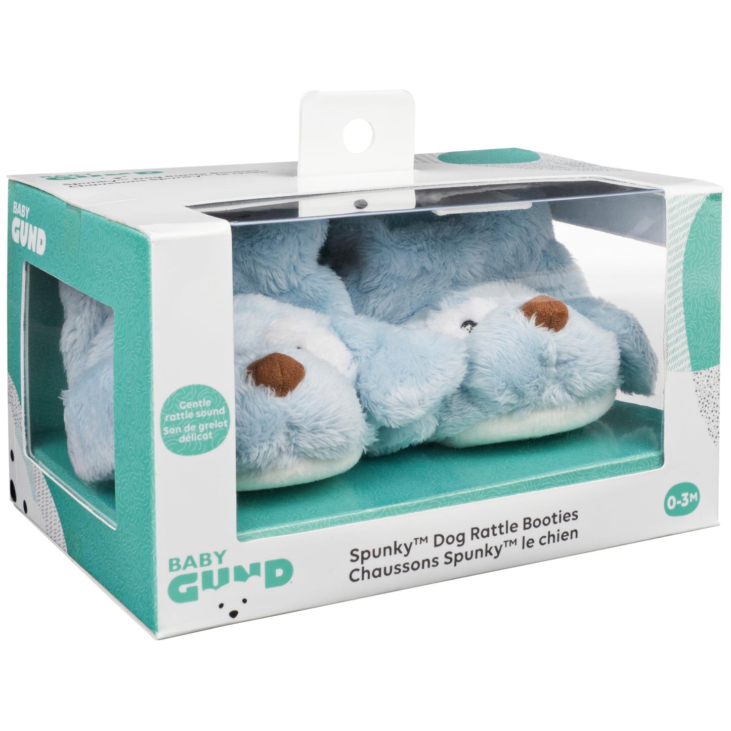 GUND Spunky Puppy Rattle Booties – Soft Blue Baby Shoes with Rattle