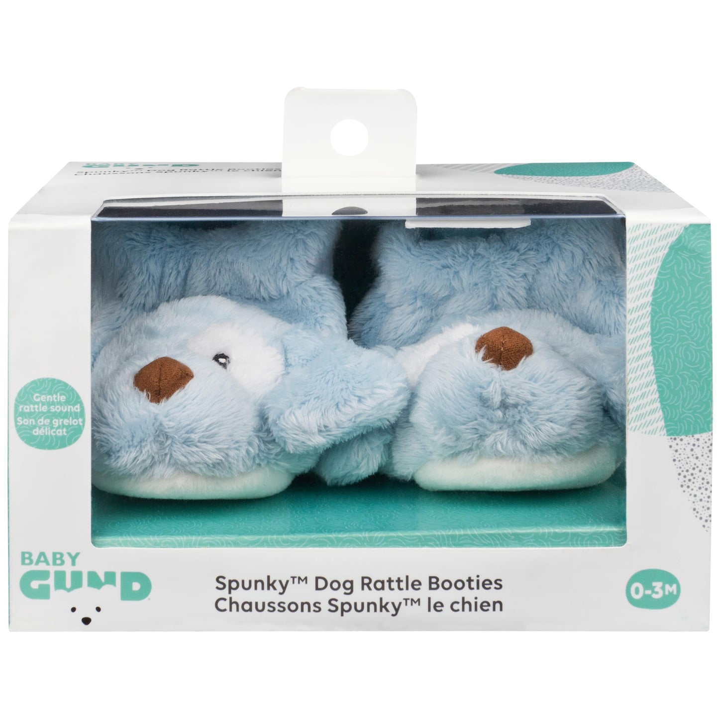 GUND Spunky Puppy Rattle Booties – Soft Blue Baby Shoes with Rattle