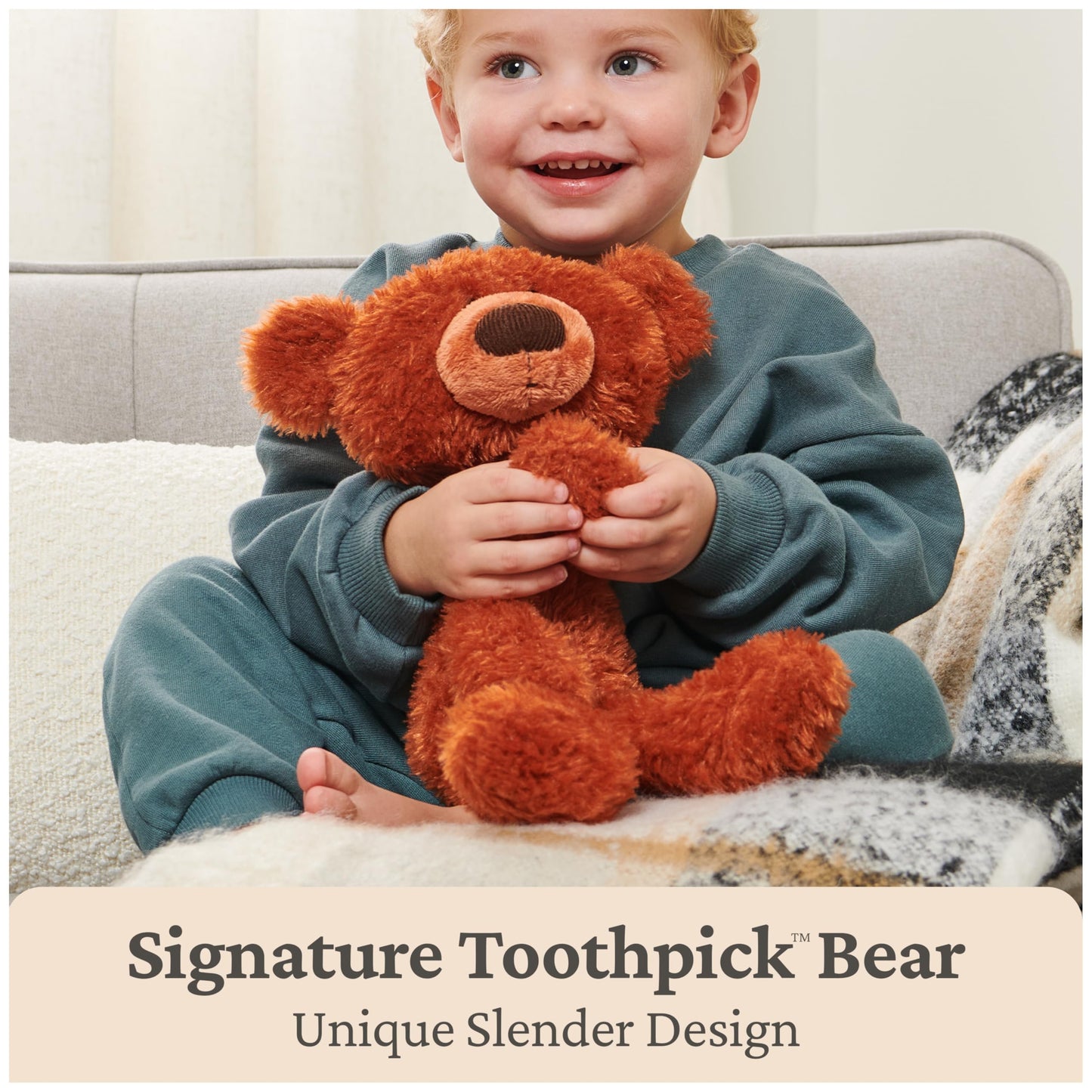 GUND Toothpick Pumpkin Pie Bear – 15” Burnt-Orange Plush, Floppy Limbs