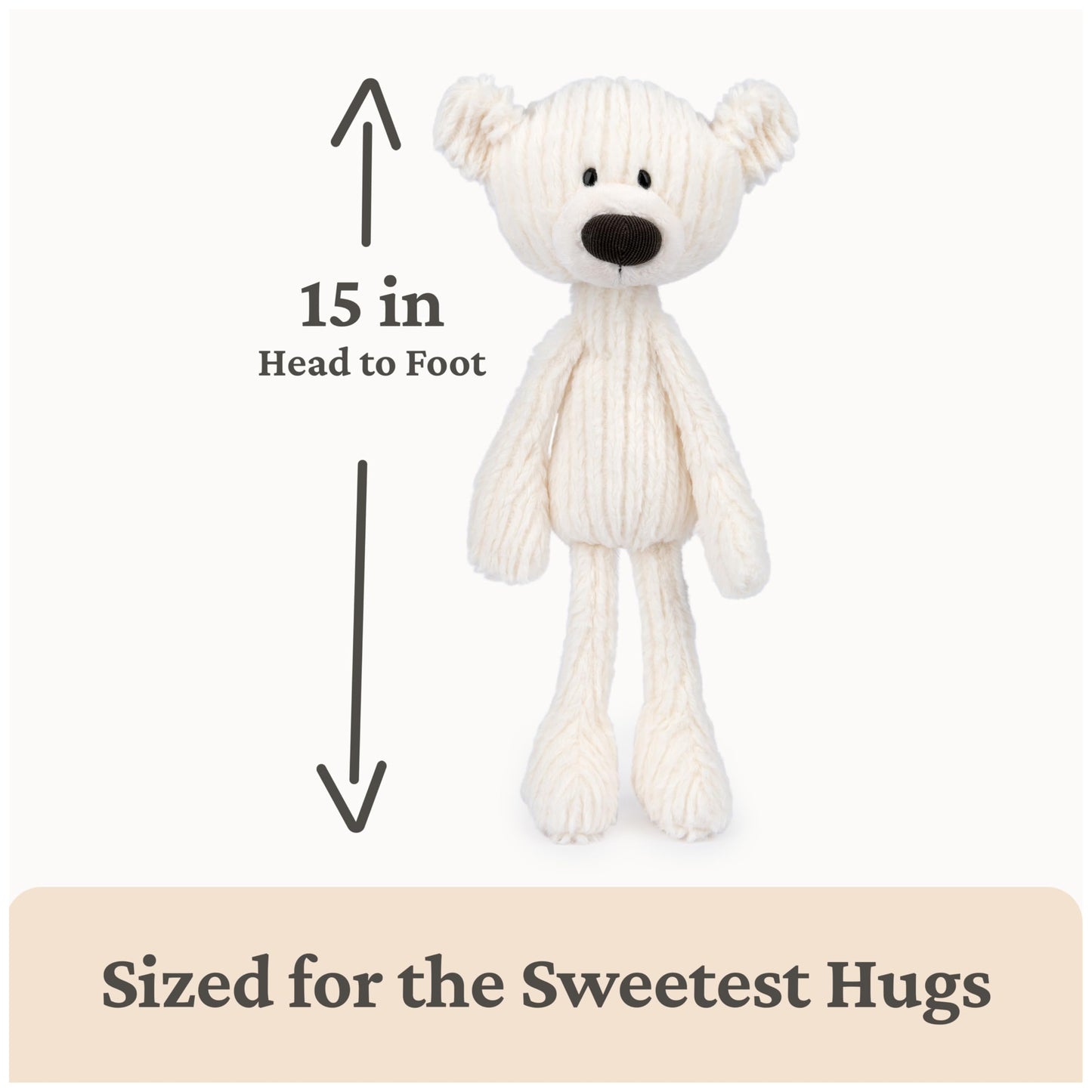 GUND Toothpick Cable Teddy Bear – 15-inch Cream Plush for Ages 1+ | Premium Soft Toy