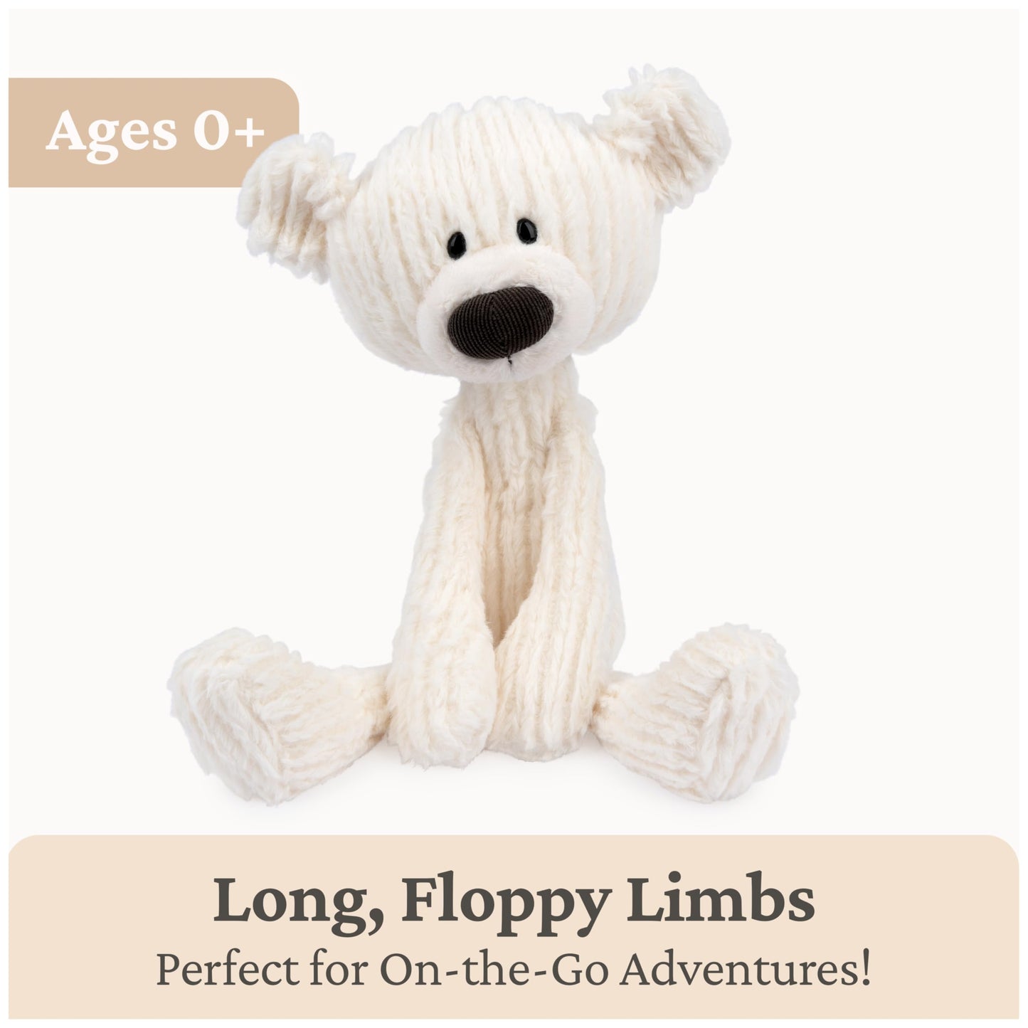 GUND Toothpick Cable Teddy Bear – 15-inch Cream Plush for Ages 1+ | Premium Soft Toy