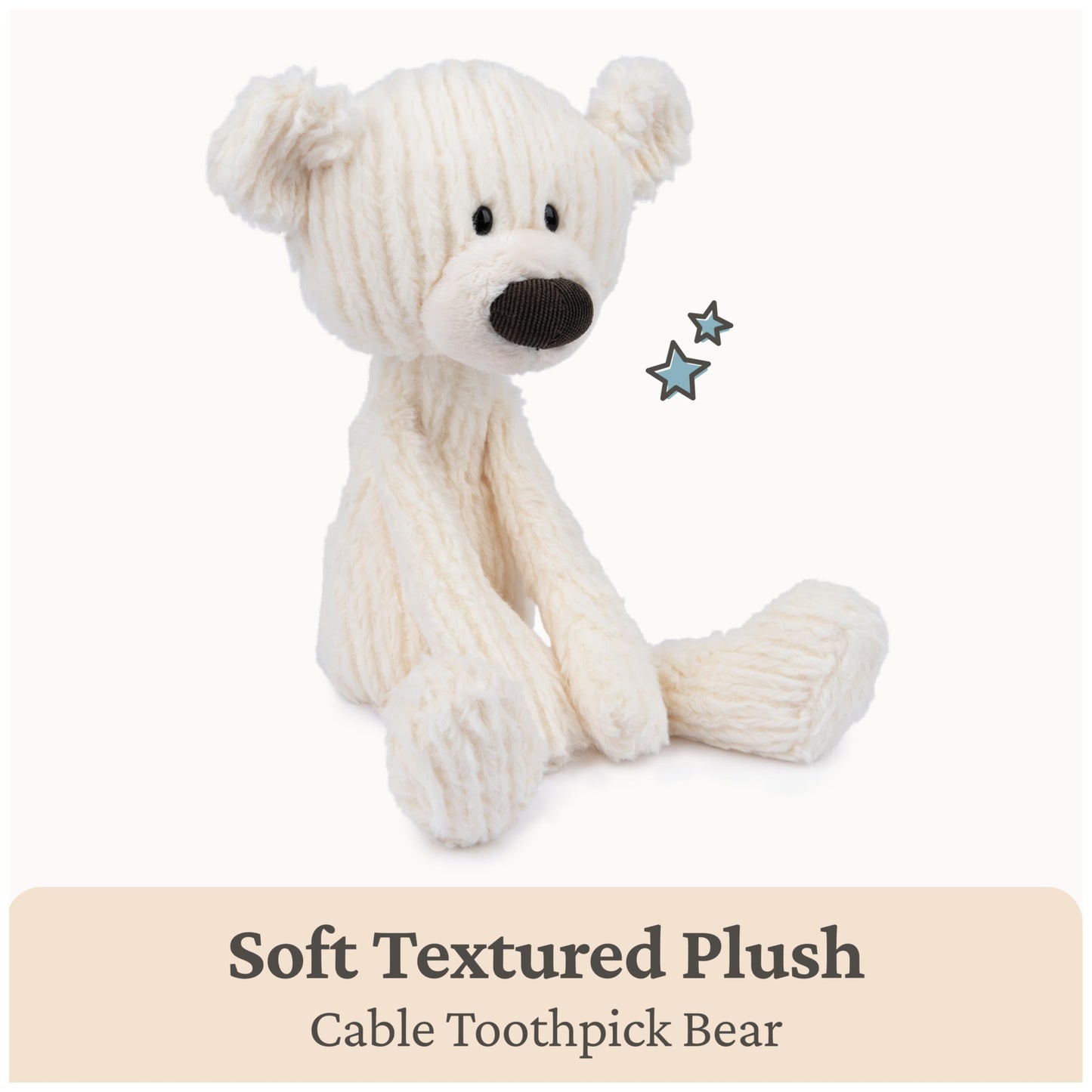 GUND Toothpick Cable Teddy Bear – 15-inch Cream Plush for Ages 1+ | Premium Soft Toy