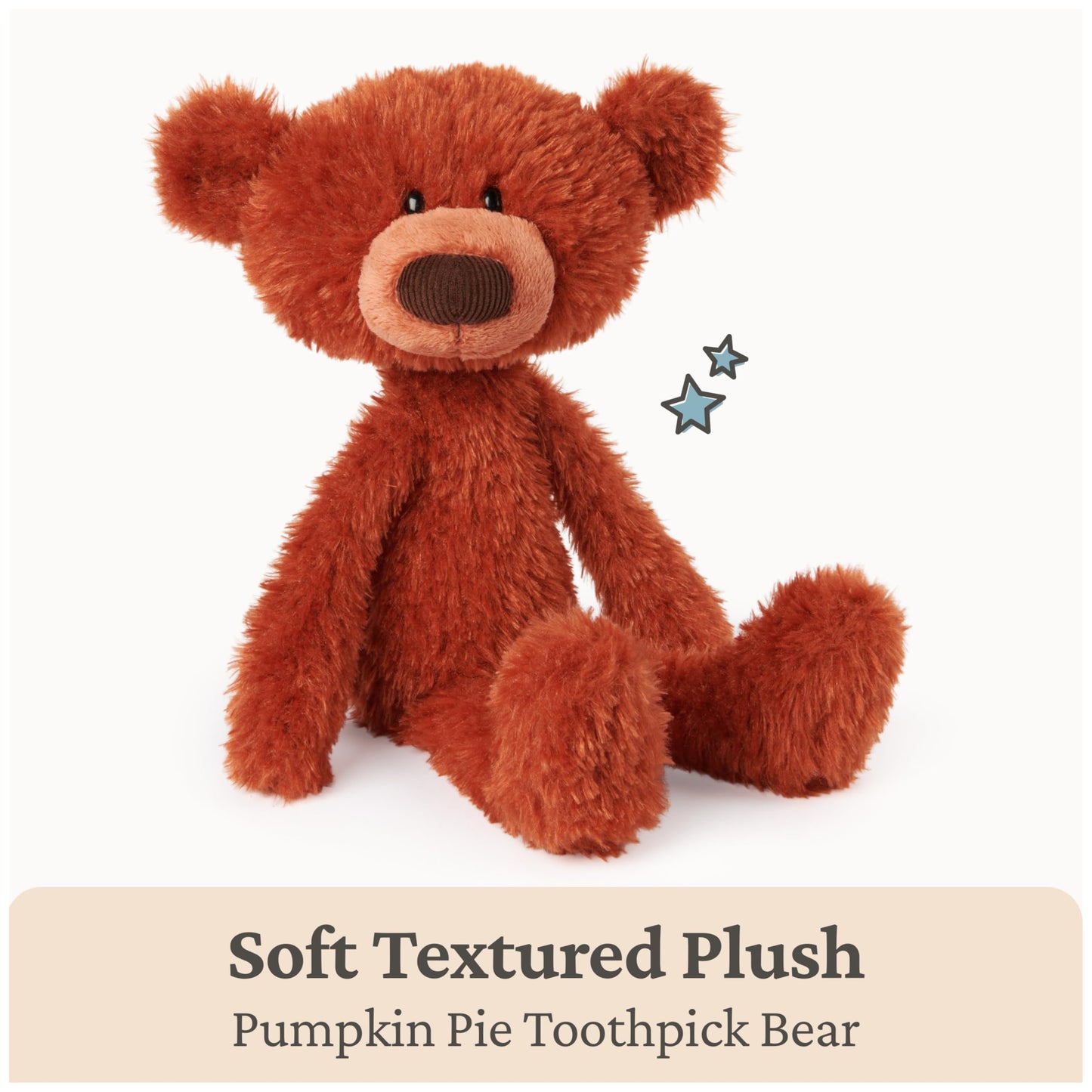 GUND Toothpick Pumpkin Pie Bear – 15” Burnt-Orange Plush, Floppy Limbs