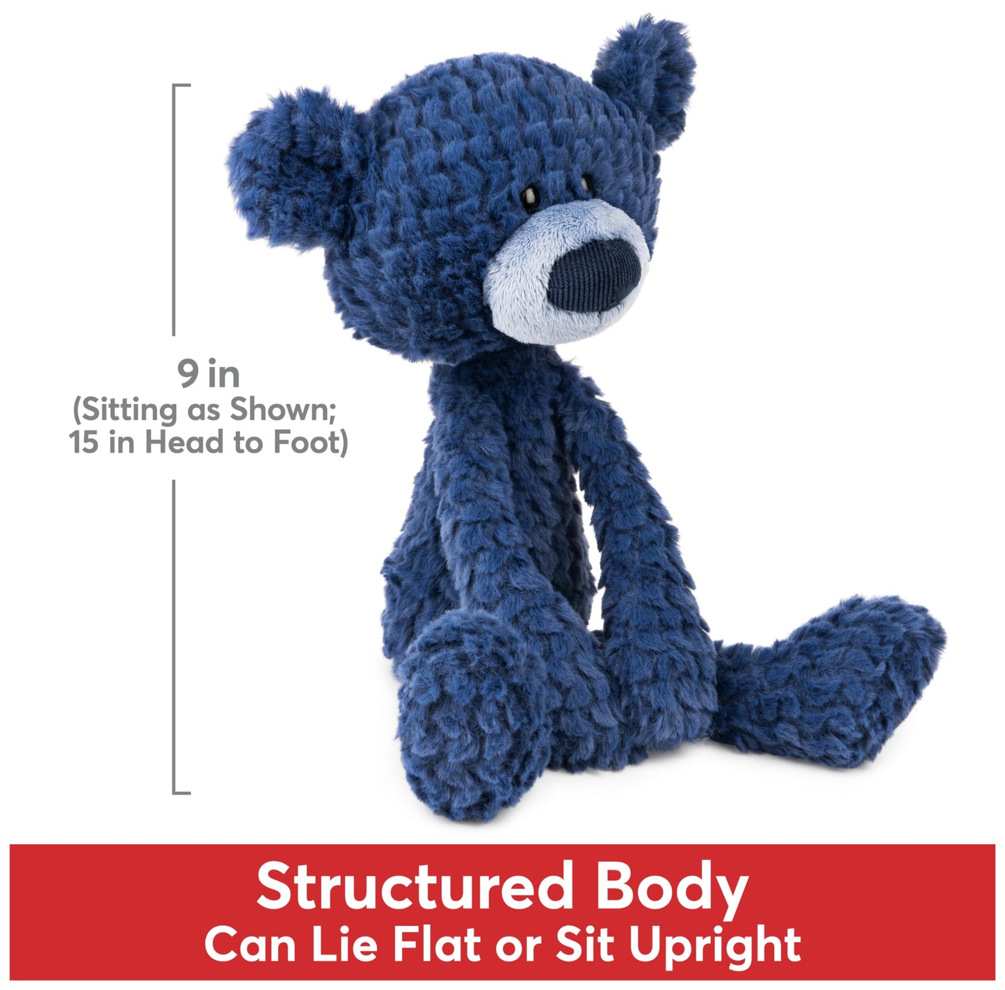 GUND Toothpick Ripple Teddy Bear – 15-Inch Navy Plush Take-Along Friend