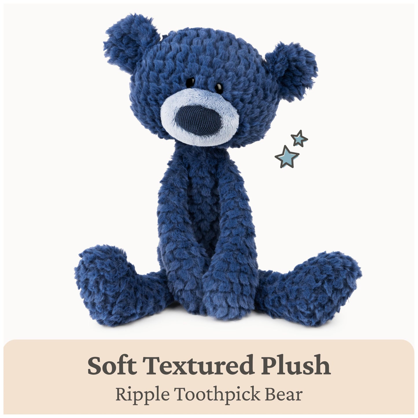 GUND Toothpick Ripple Teddy Bear – 15-Inch Navy Plush Take-Along Friend