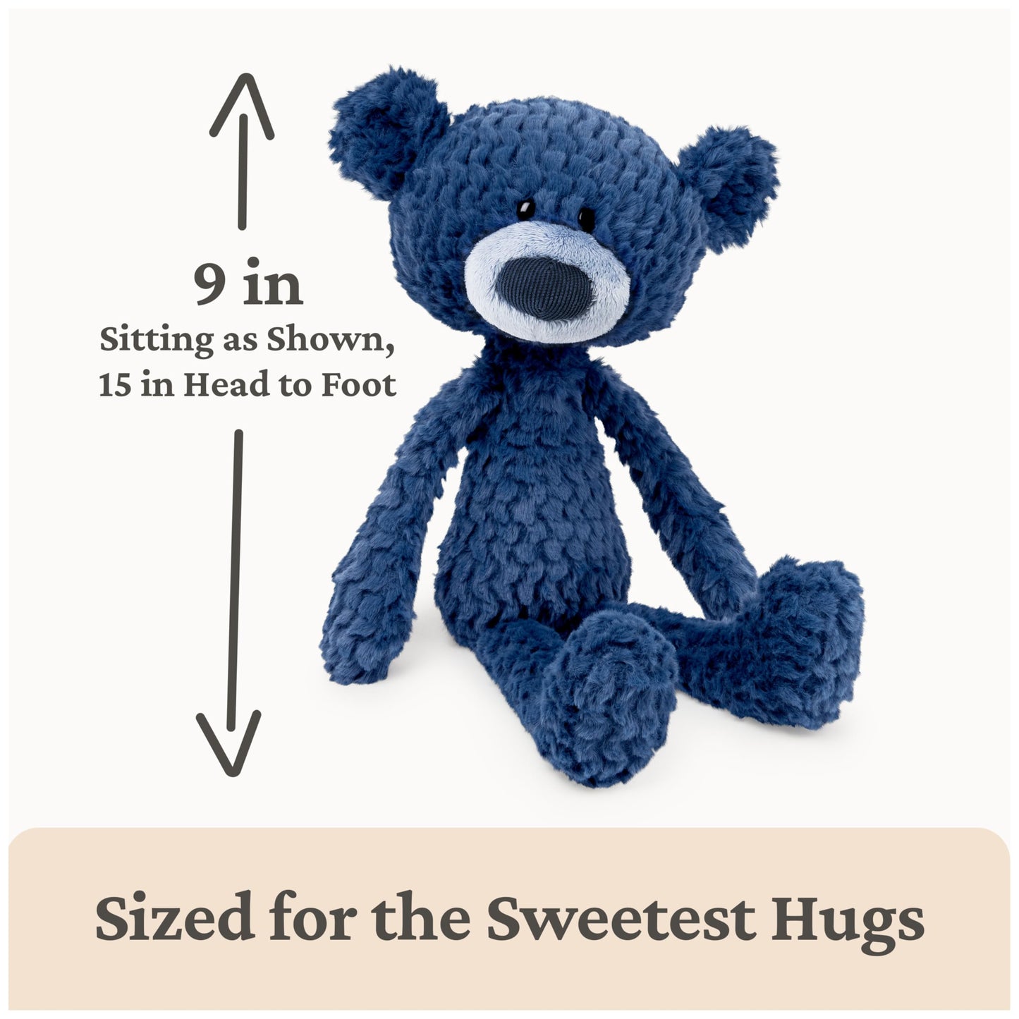 GUND Toothpick Ripple Teddy Bear – 15-Inch Navy Plush Take-Along Friend