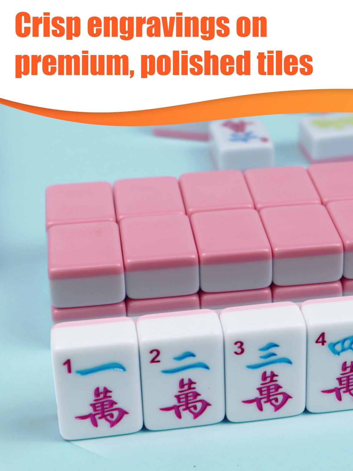 GUNEDD American Mahjong Tile Set 166 Tiles – 1.2-Inch, 4 Dice, Scratch-Resistant, Pink