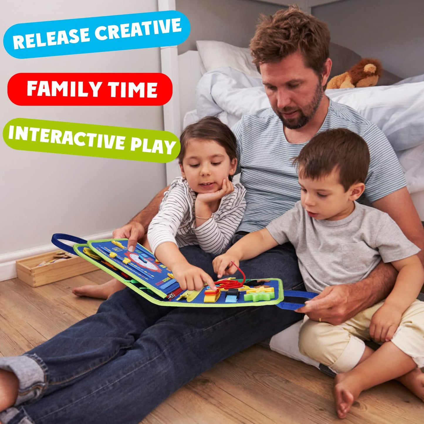 Guolely Busy Board Montessori Toy for 3-6 Year Olds — 25‑in‑1 Travel Sensory Board