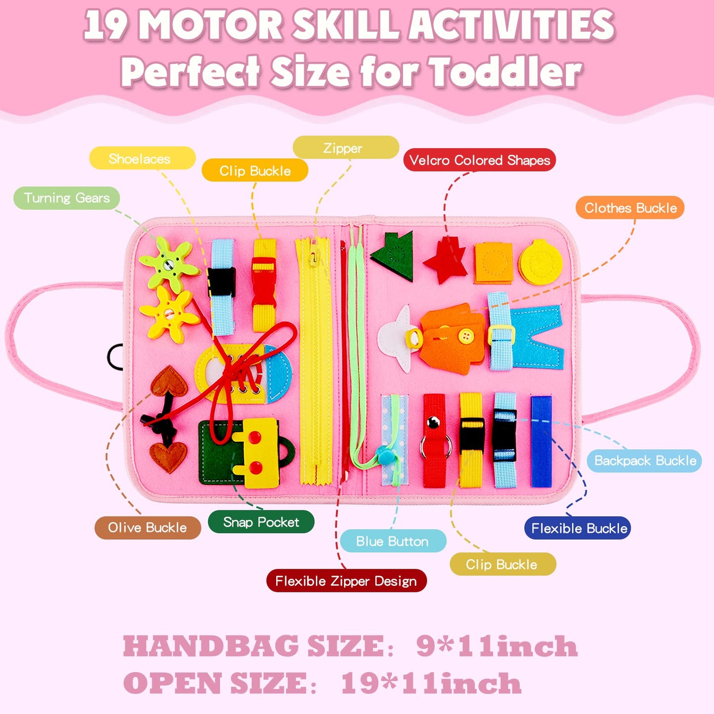 Guolely Busy Board Montessori Toy for 3-6 Year Olds | 25-in-1 Sensory & Fine Motor Activity