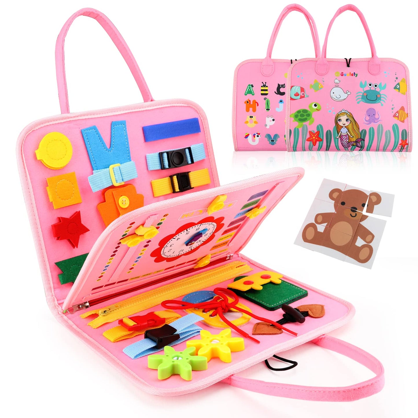 Guolely Busy Board Montessori Toy for 3-6 Year Olds | 25-in-1 Sensory & Fine Motor Activity