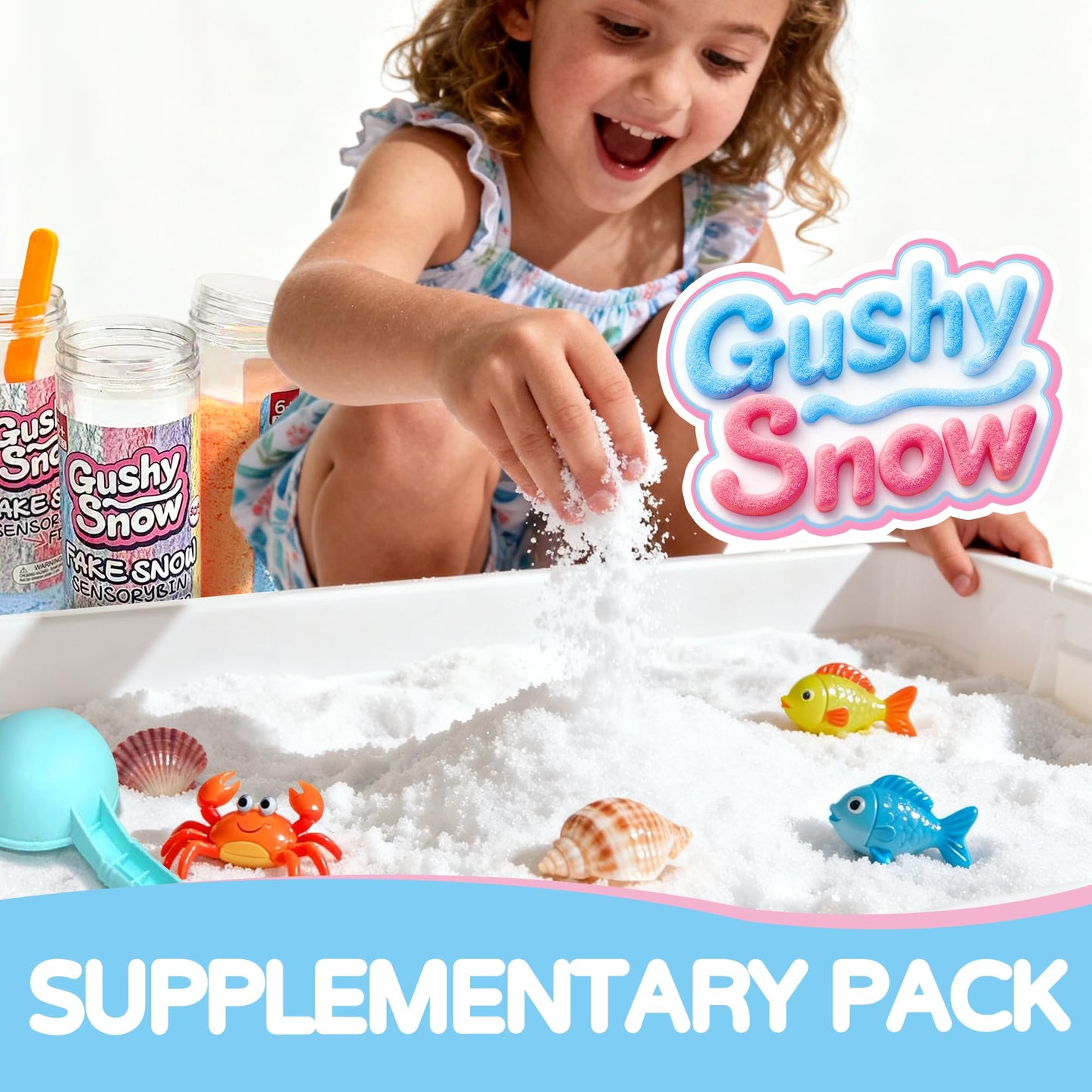 GushySnow Latex Pink Fake Snow – Sensory Bin Filler for Unicorn & Valentine Play