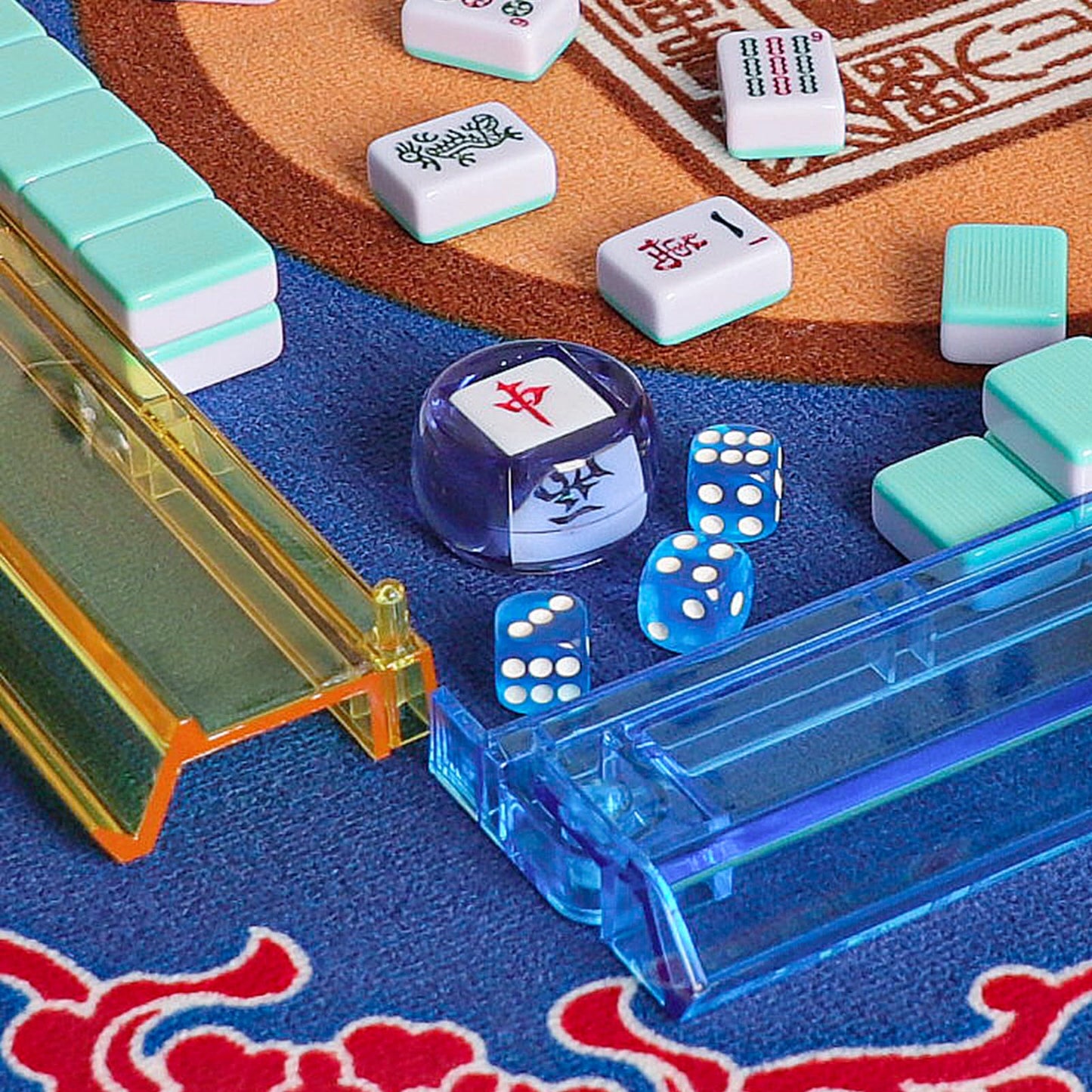 GUSTARIA American Mahjong Game Set – 166 Light Green Tiles, 4 All-in-One Racks, Carrying Bag