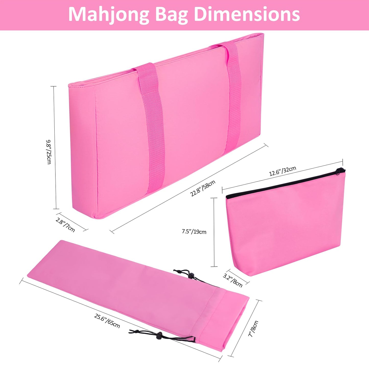 GUSTARIA American Mahjong Game Set – 166 Pink Tiles, Pink Bag & Accessories, 4 Clear Racks & Pushers
