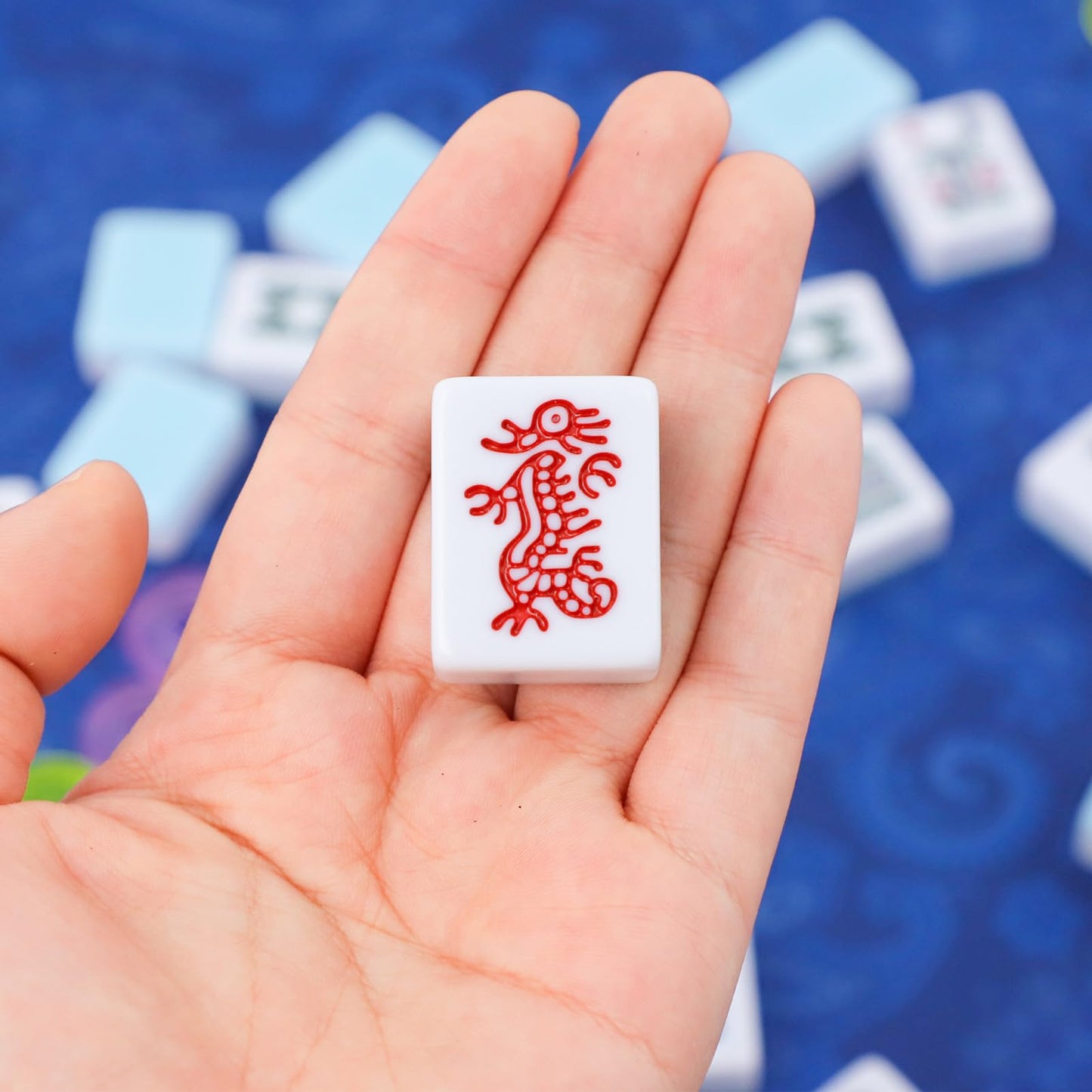 GUSTARIA American Mahjong Game Set – 166 Blue Tiles, 4 Clear Racks & Accessories