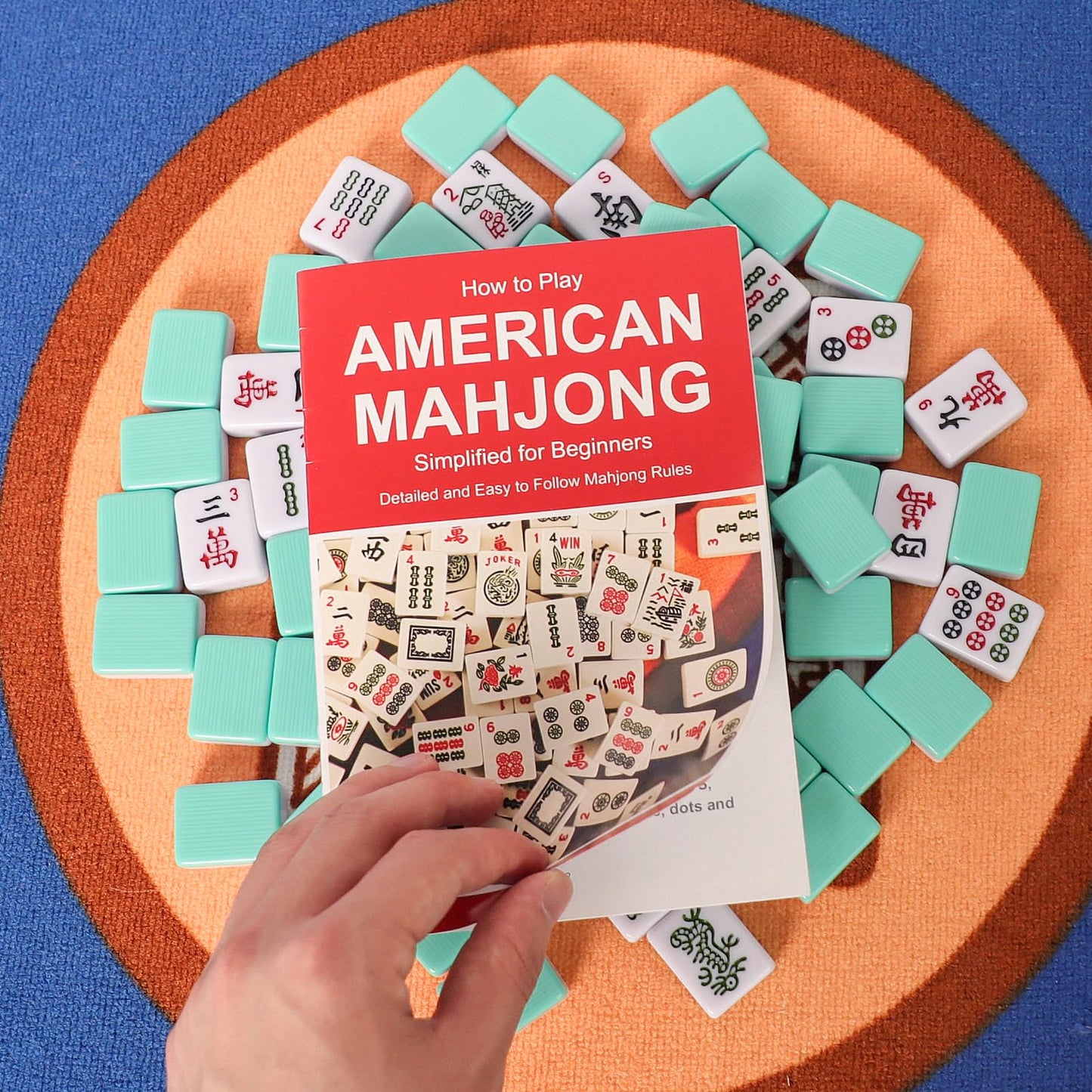 GUSTARIA American Mahjong Game Set – 166 Light Green Tiles, 4 All-in-One Racks, Carrying Bag
