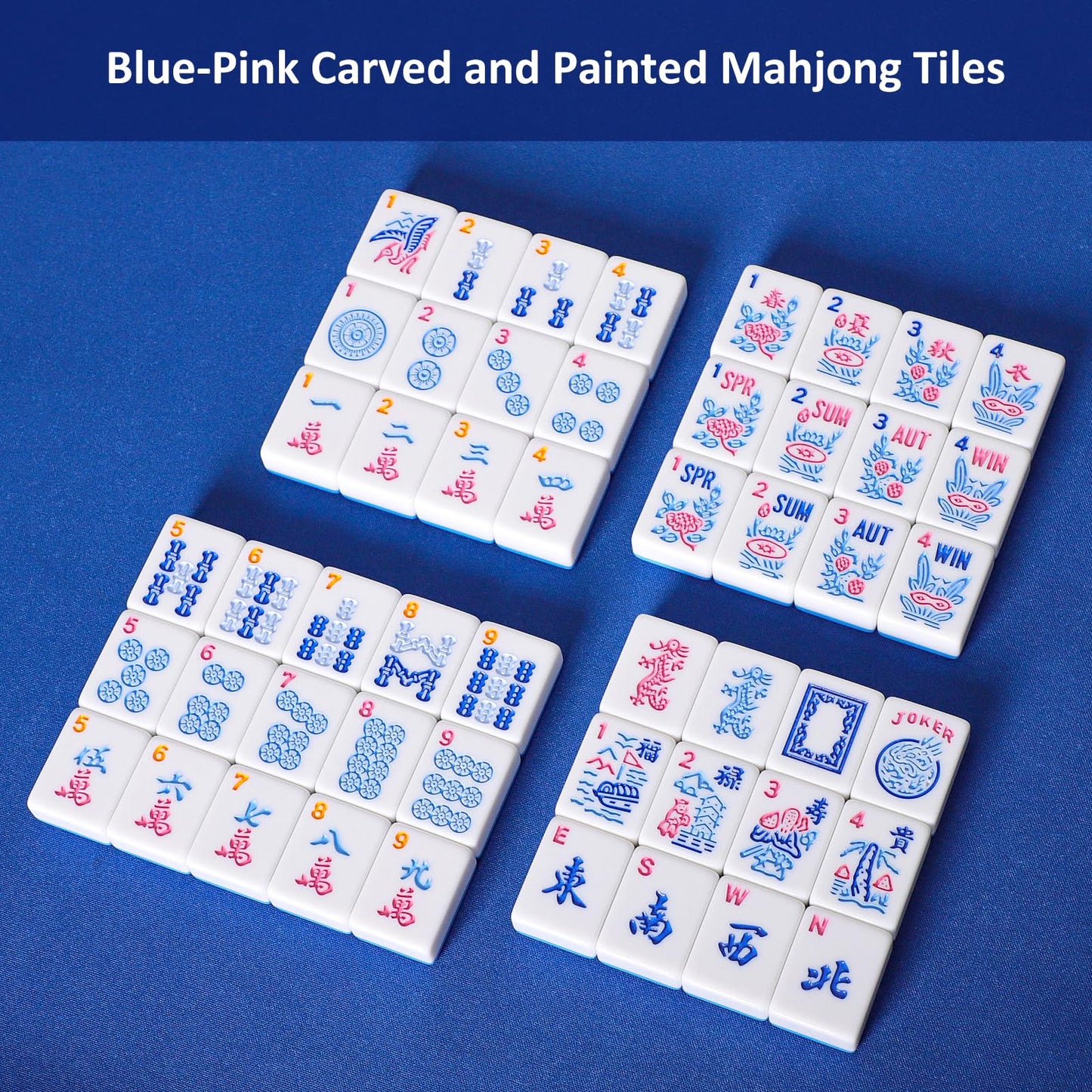 GUSTARIA American Mahjong Tiles (1.2”) – 166 Pcs Tiles Only, Blue