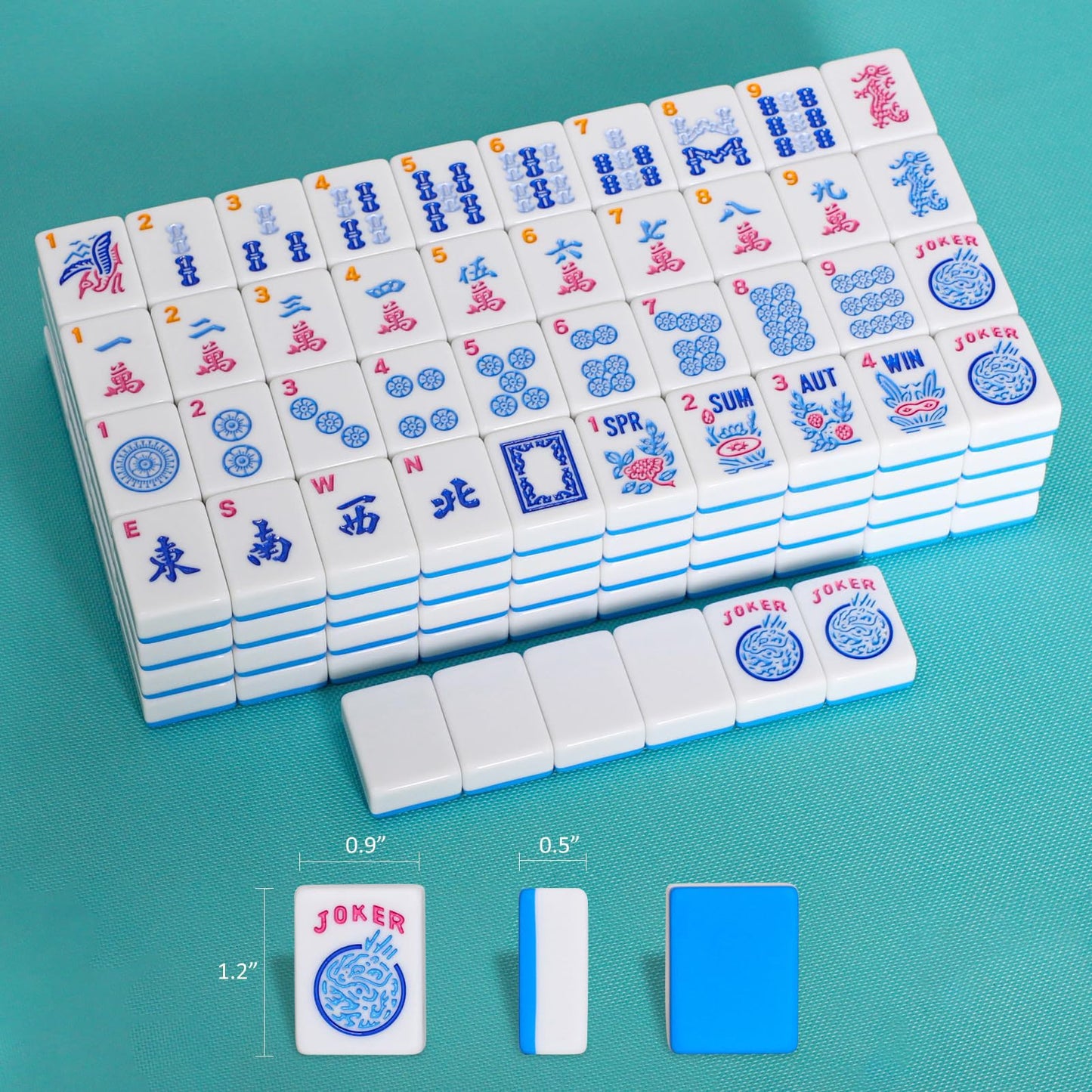 GUSTARIA American Mahjong Tiles (1.2”) – 166 Pcs Tiles Only, Blue