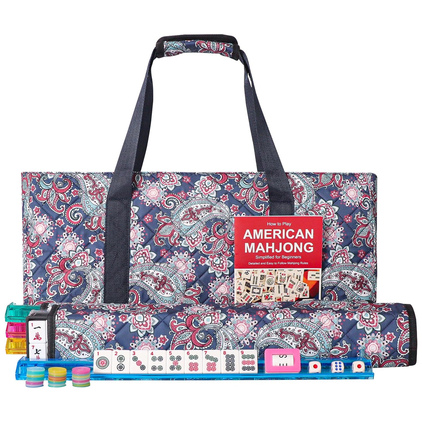 GUSTARIA American Mahjong Game Set — 166 Tiles, 4 All-in-One Racks, Printed Carrying Bag